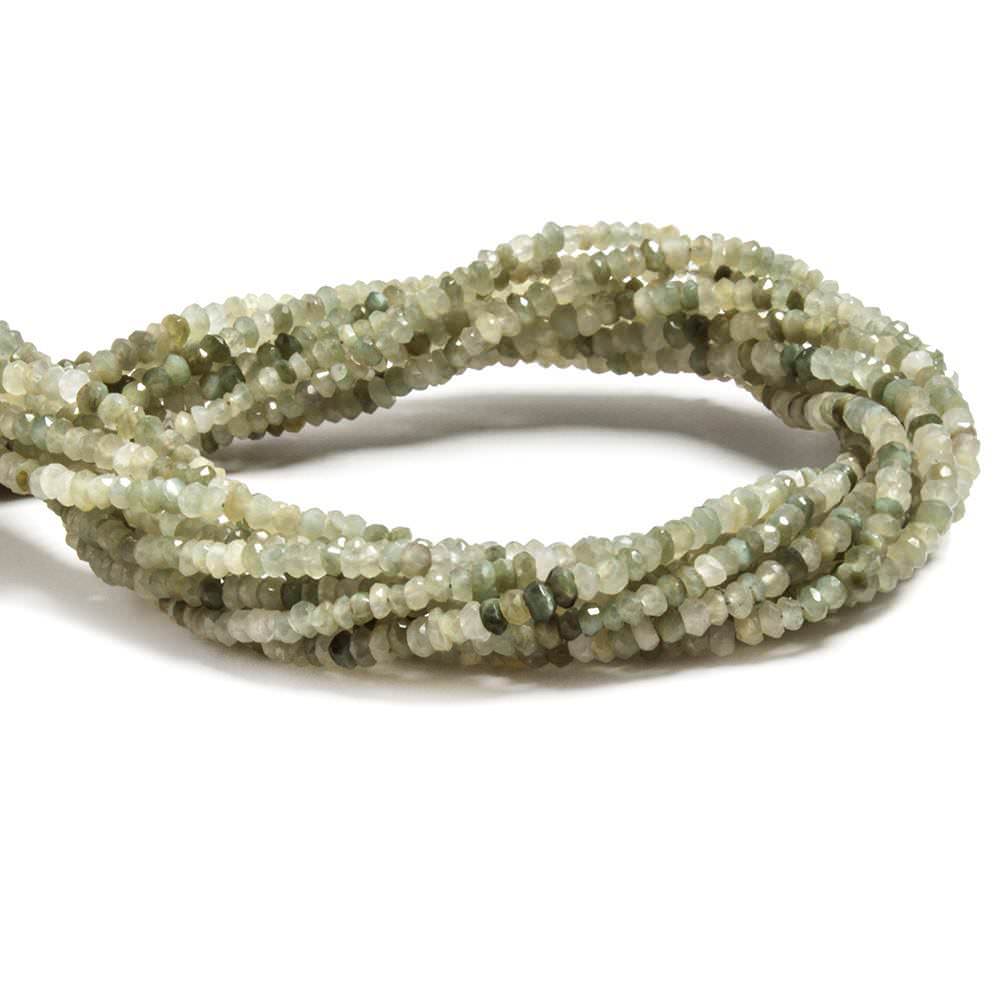 3mm Cat's Eye Green Quartz faceted rondelle 13 inch 175 beads