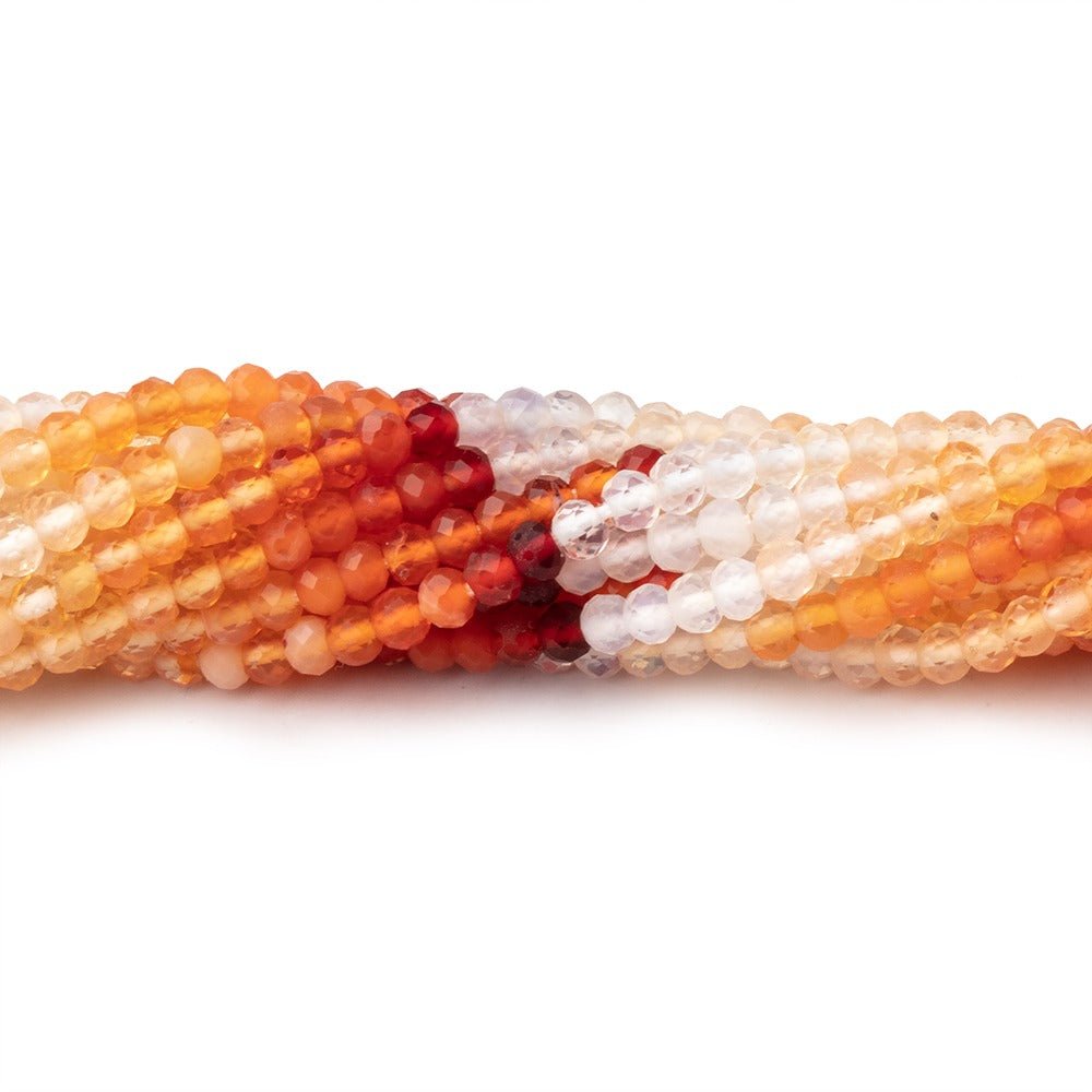 3mm Mexican Fire Opal Micro Faceted Rondelle Beads 12.5 inch 136 pieces