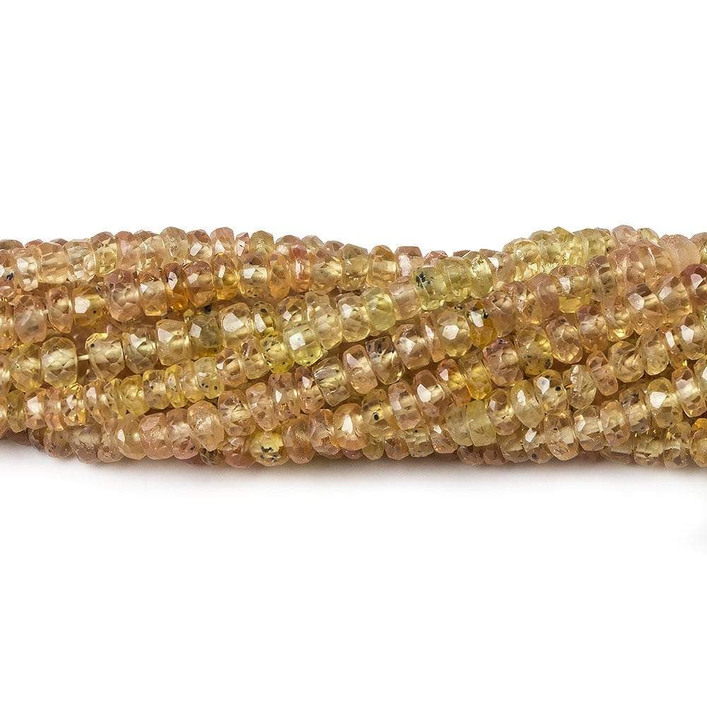 3mm Orange Yellow Songea Sapphire Beads Faceted Rondelle 16 inch 205 pieces
