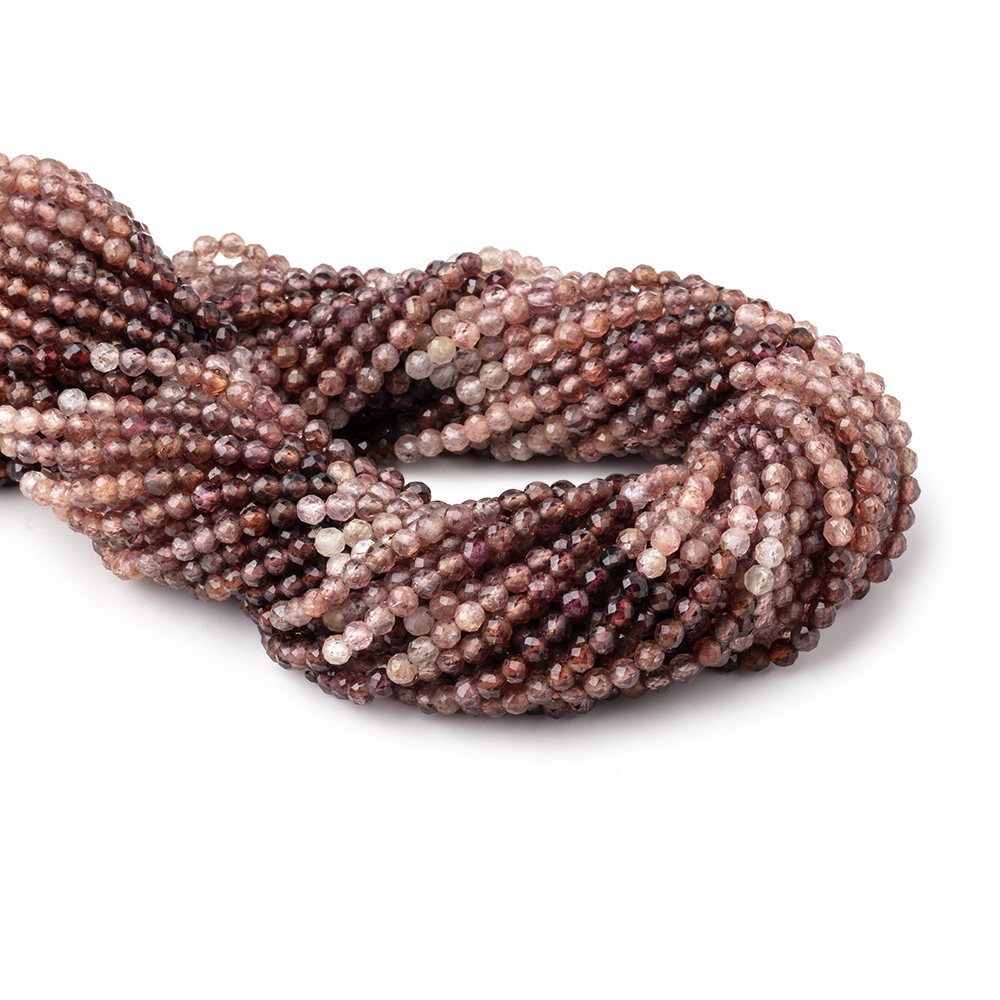 3mm Shaded Brown Spinel Micro Faceted Round Beads 12.5 inch 96 pieces AA