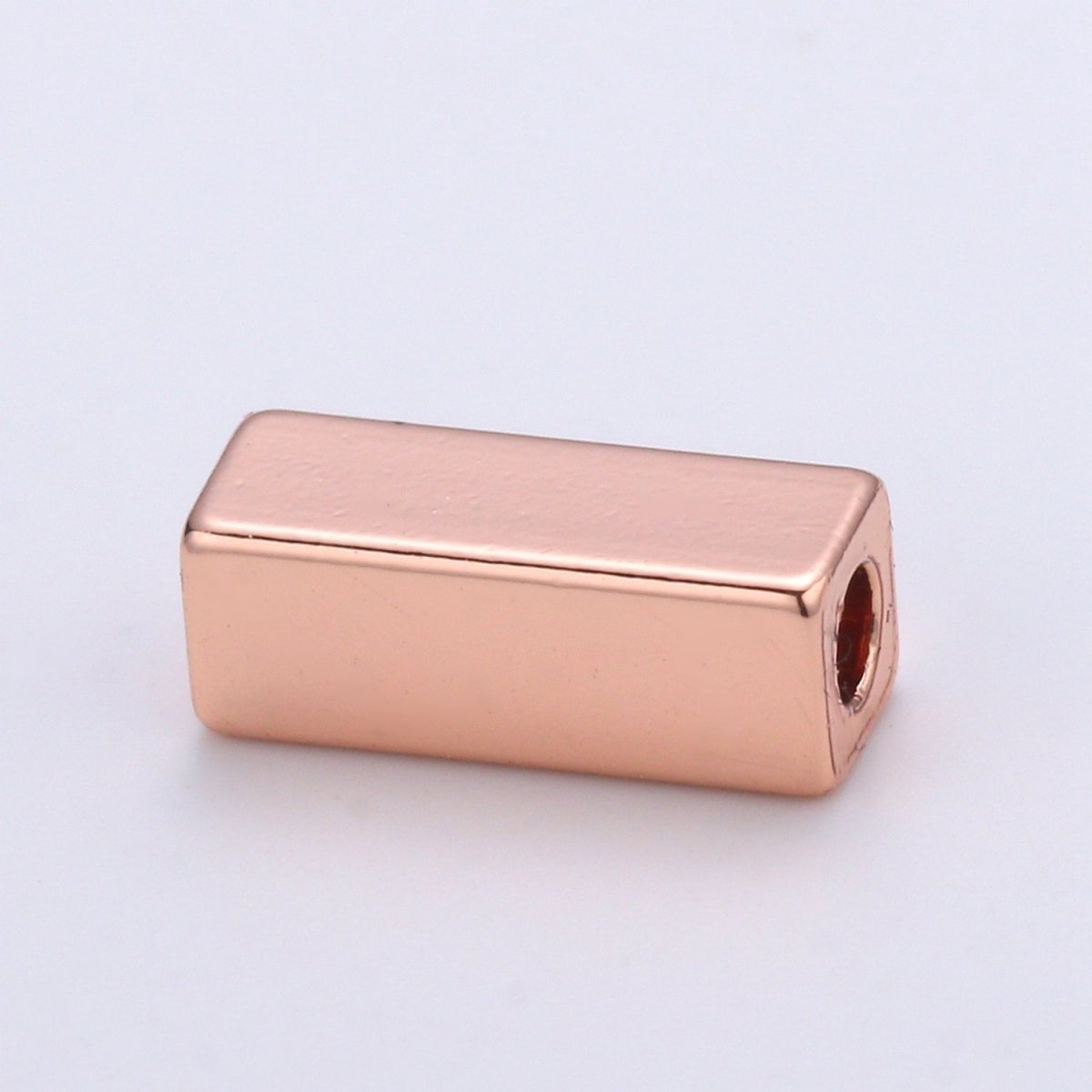 3x9mm 14k Shiny Gold Tube Beads, Rosegold Square Tube Beads, Black Spacer Beads, Silver Solid Tube Bracelet Beads, Gold Findings B-307