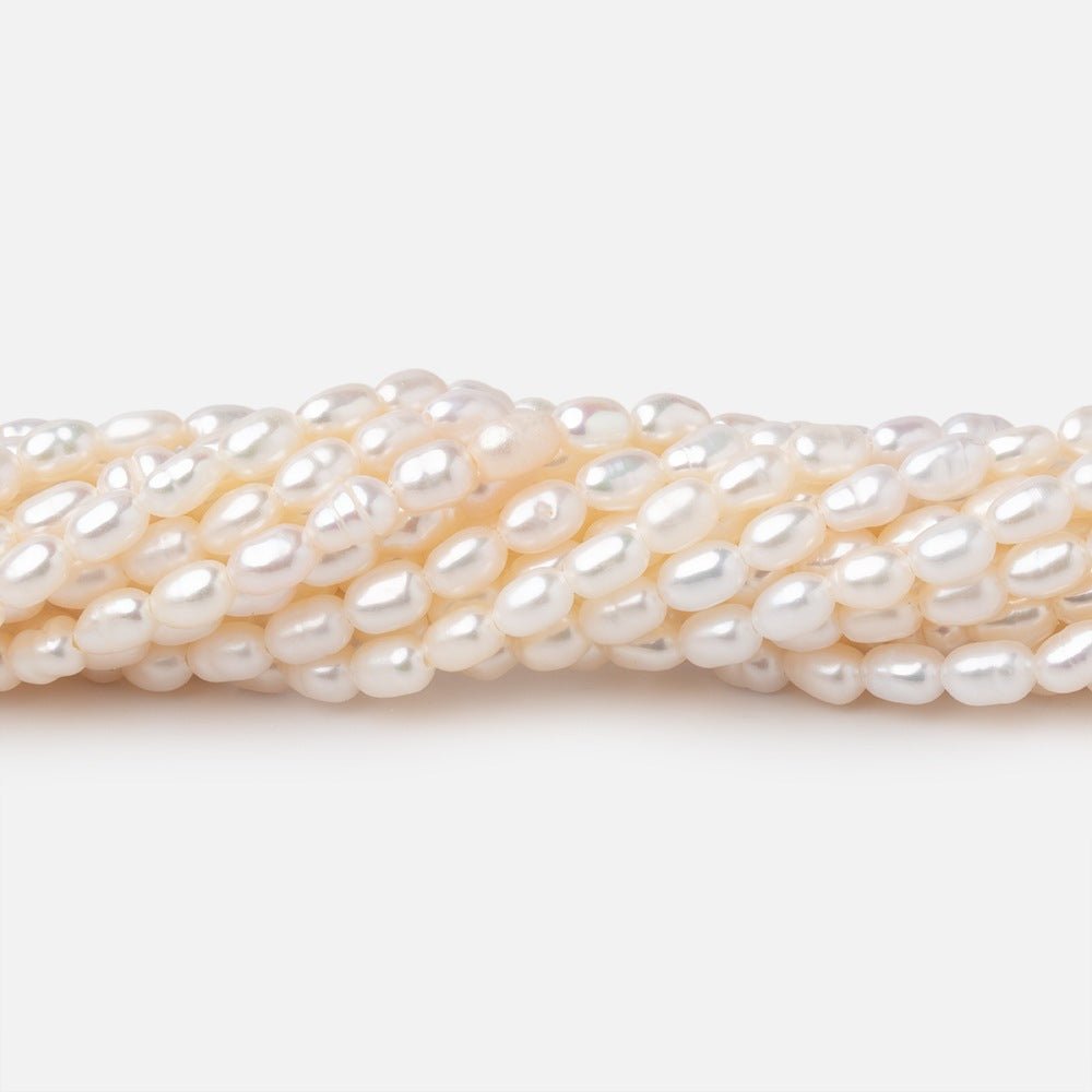 4-5mm Creamy Straight Drill Oval Freshwater Pearls 15.25 inch 85 Beads