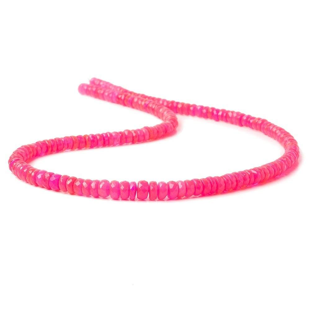 4-5mm Neon Pink Ethiopian Opal Faceted Rondelles 18 inch 170 color treated beads