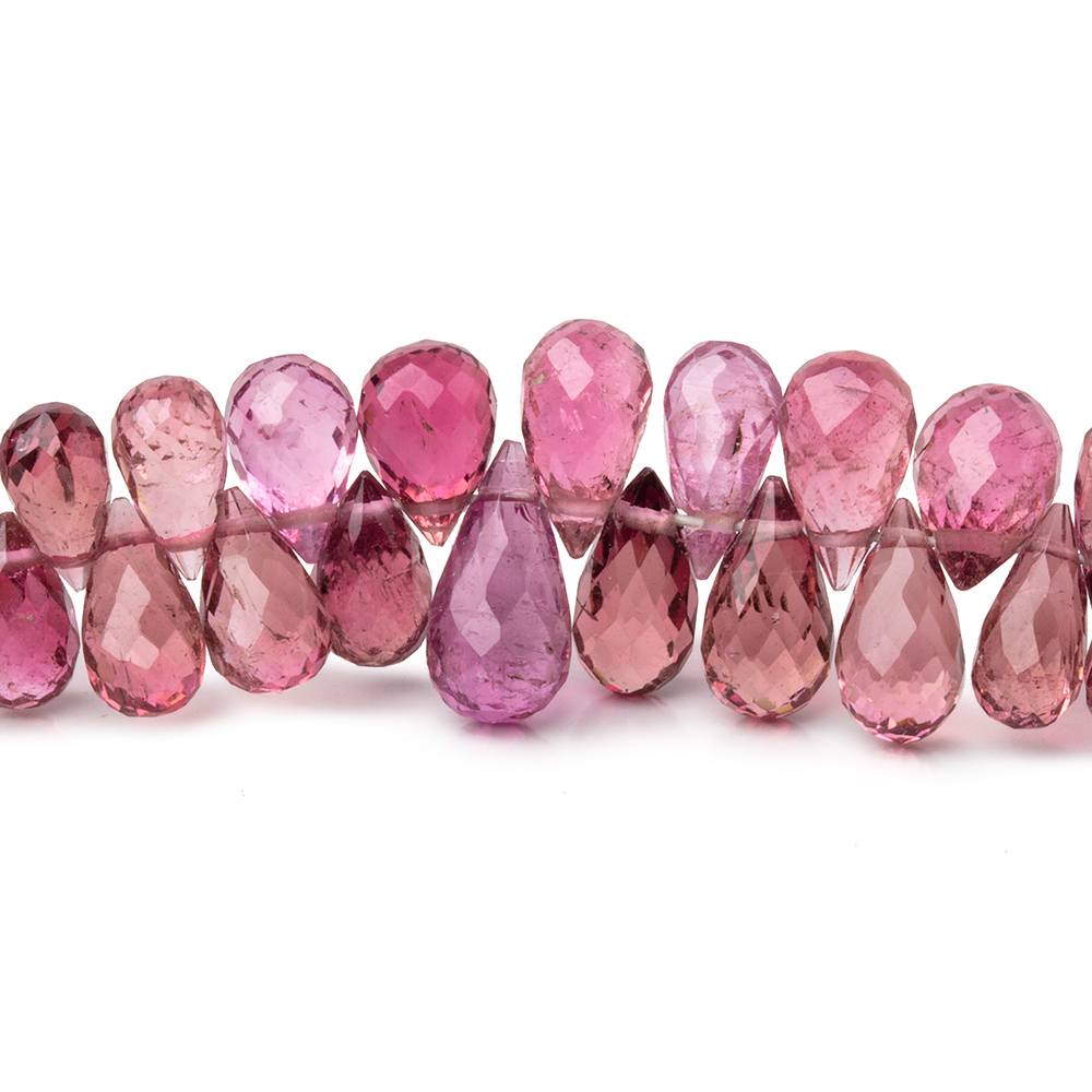 4-9mm Rubellite Tourmaline Faceted Tear Drop Beads 18 inch 264 pieces AAA