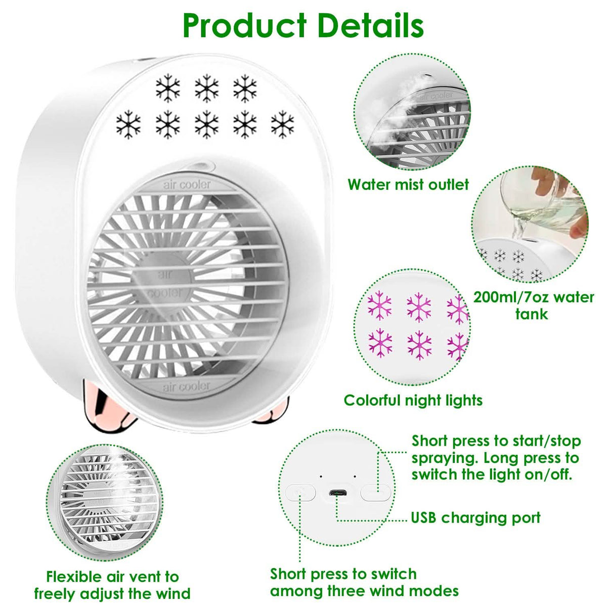 4-in-1 Portable Mini Desktop Water Mist Cooling Air Conditioner