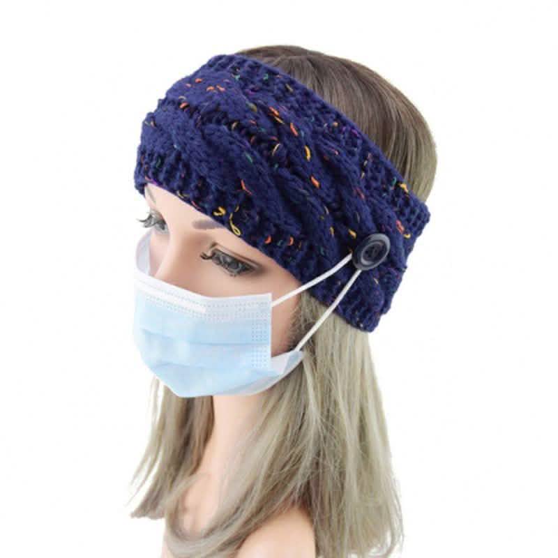 4-Pack: Women's Winter Headband and Ear Warmer with Buttons to Hold Mask