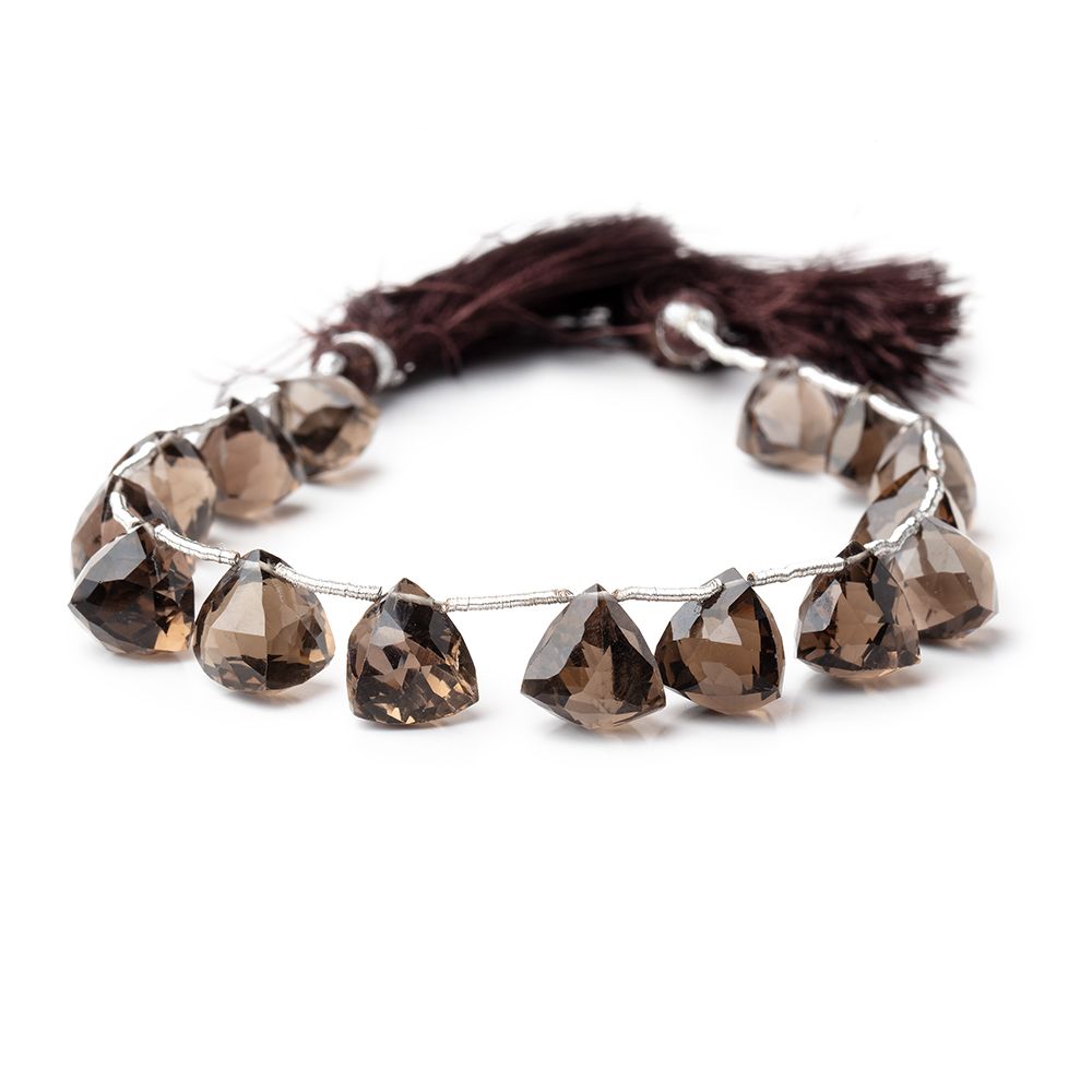 8-10mm Smoky Quartz Faceted Trillion Beads 7 inch 15 pieces