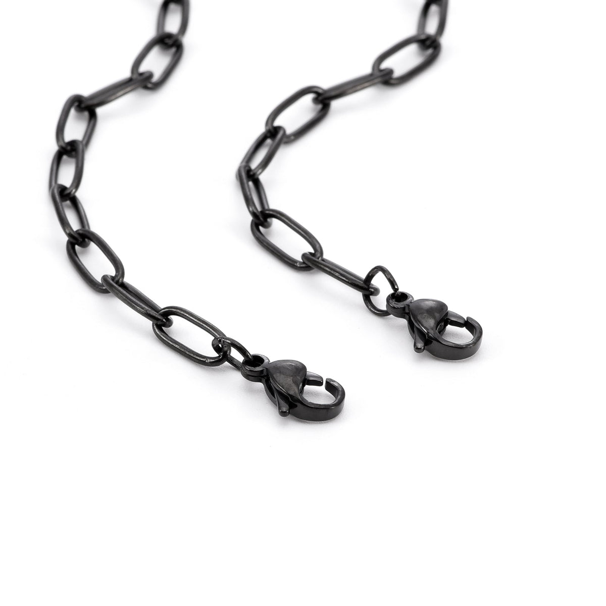 C400B B.Tiff Black 2 Clasps Oval Paperclip Link Chain Necklace/ 32"