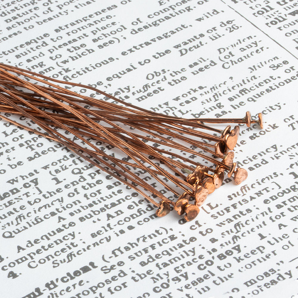 3" length Copper Headpin Heart 22 Guage 22 pcs per bag