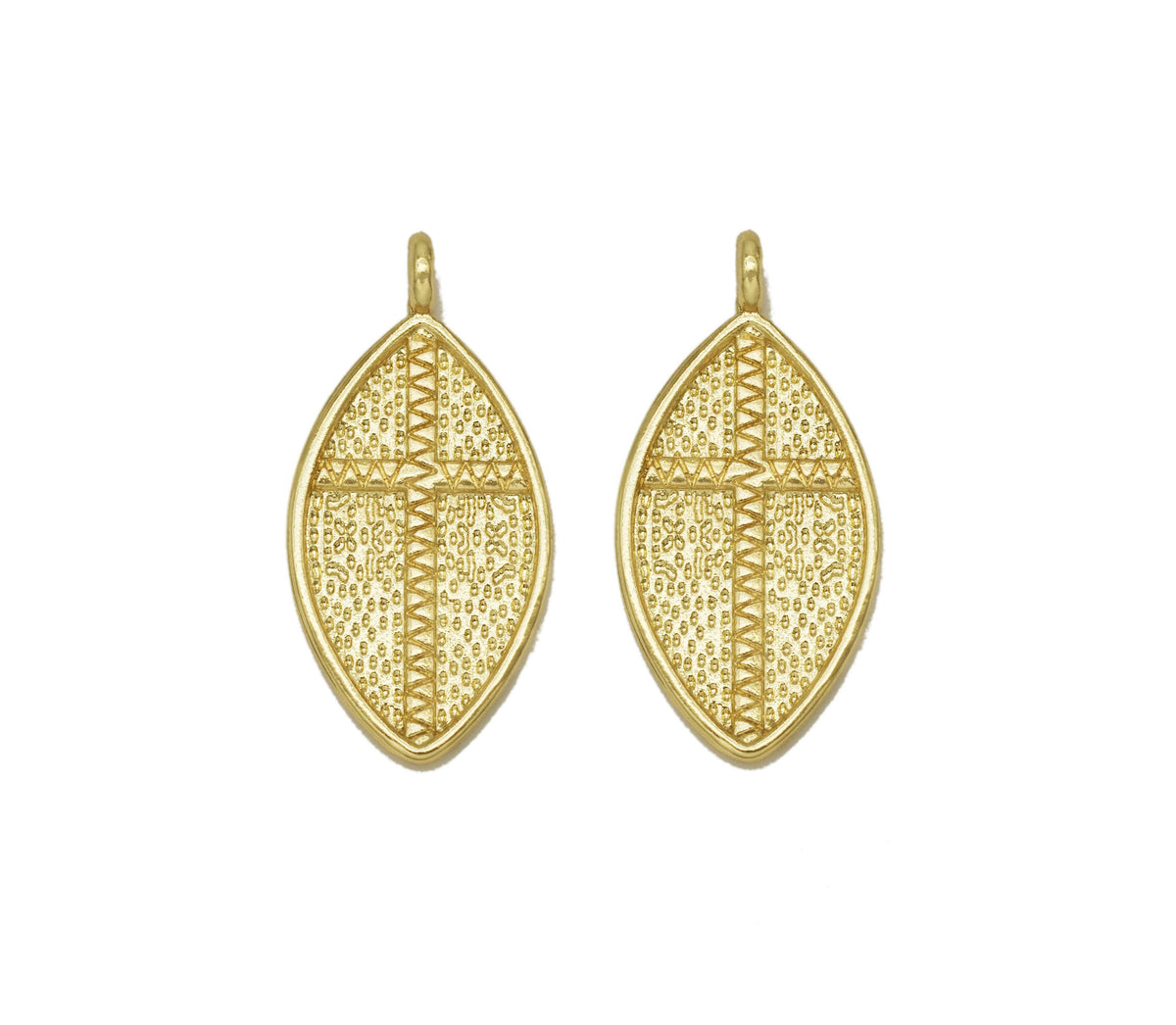 Gold Cross Leaf Charm, Sku#LK703