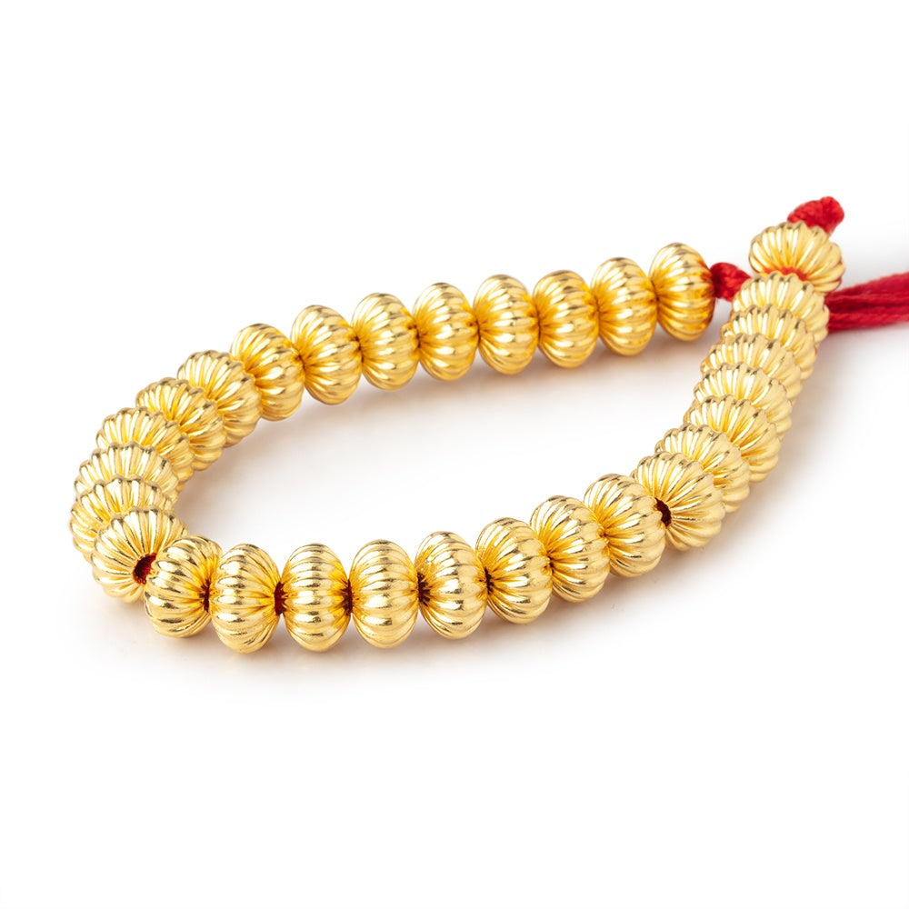 11mm 22kt Gold Plated Copper Corrugated Disc 8 inch 30 Beads