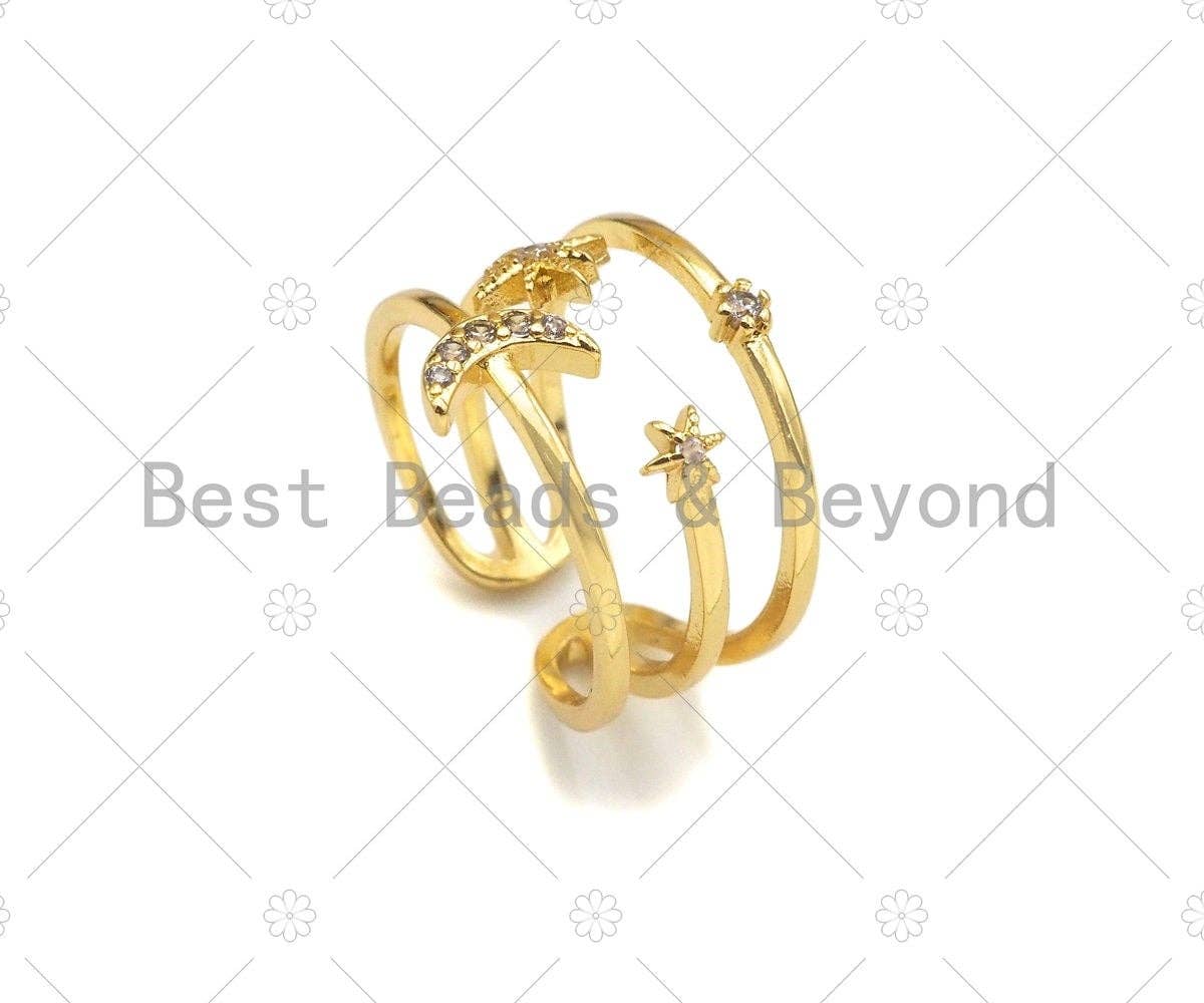 Star Moon Ring, Moon Rings, Stars Celestial, Gold Ring, Bridesmaid Gift, Moon Star Galaxy Jewelry, Moon Star Ring, sku#JL24