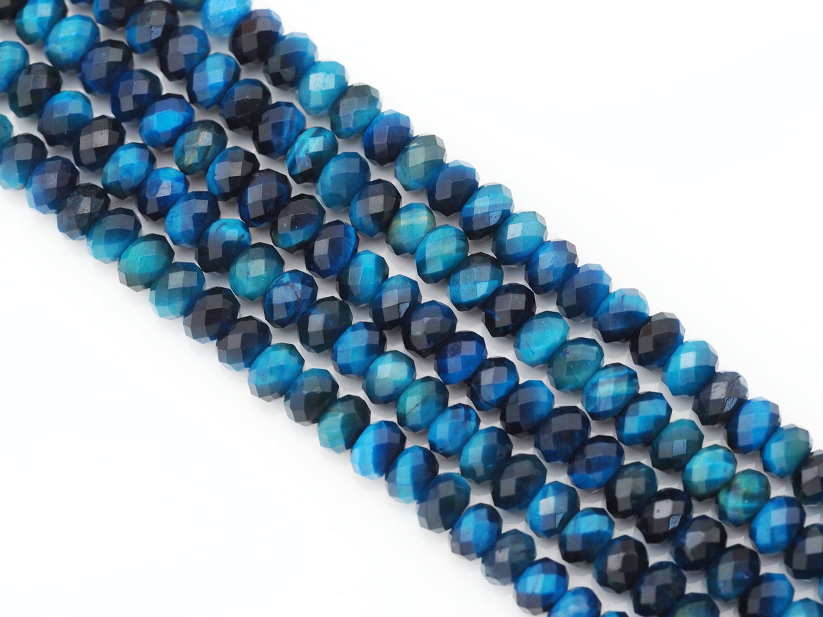 Natural Quality Blue Tiger Eye Rondelle Faceted, Sku#UA295