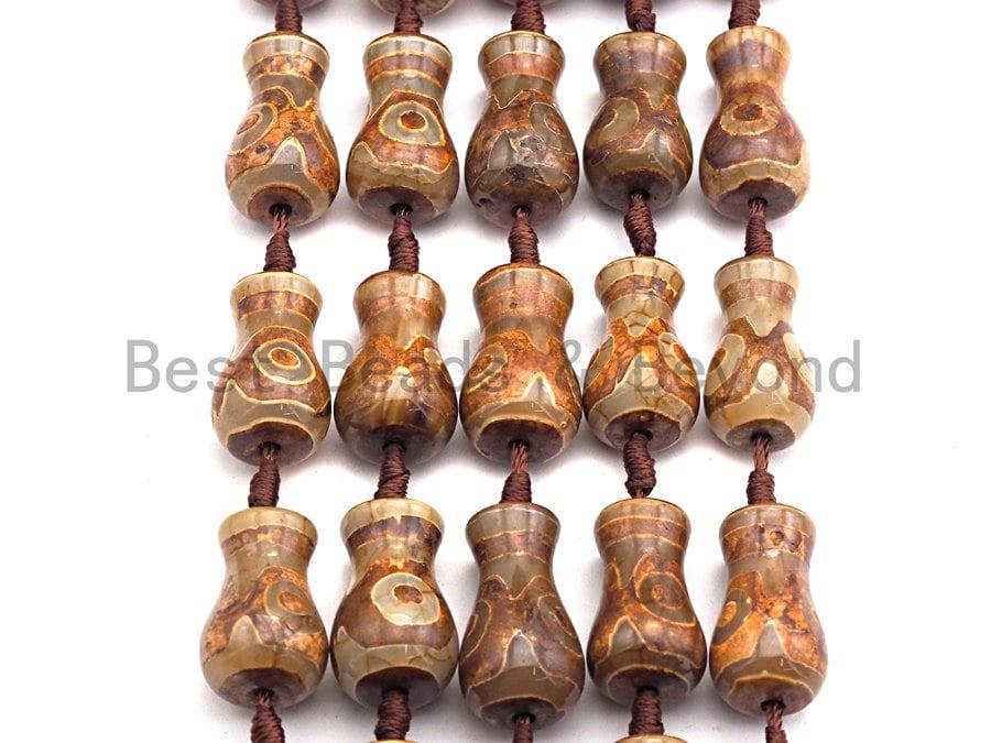 1pc/10pcs Natural Tibetan agate Vase Shape Beads, Dzi Agate Beads, Chunky Tibetan Agate, Ancient Brown Tibetan Bead, 15x25mm, Sku#U513