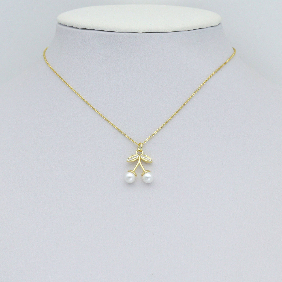 Clear CZ White Pearl Red Chili Charm Pendant,Sku#A495