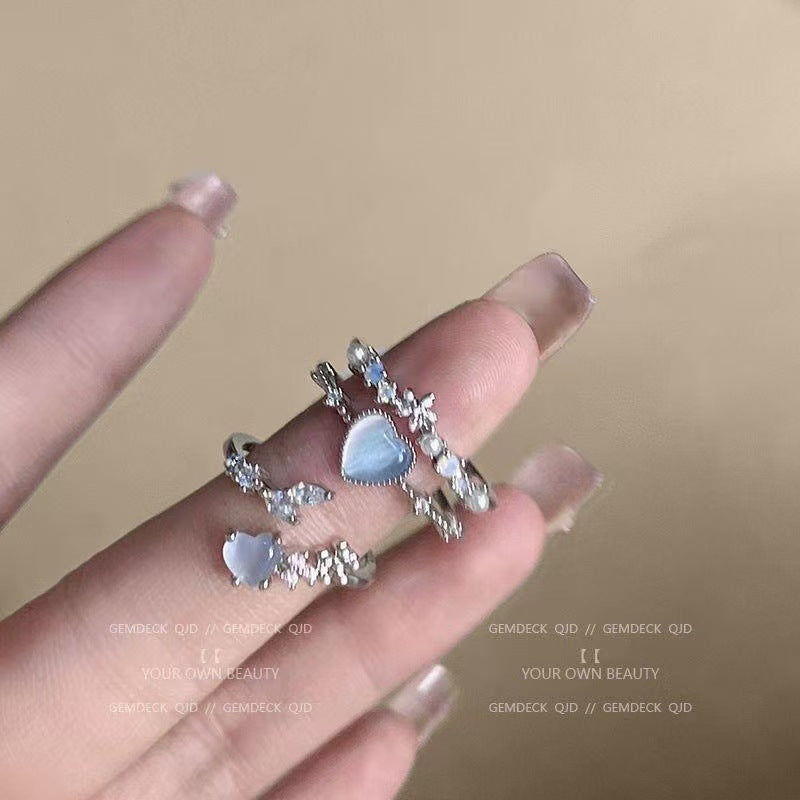 Moonstone Minimalist Ring, Luxury Adjustable Band For Women