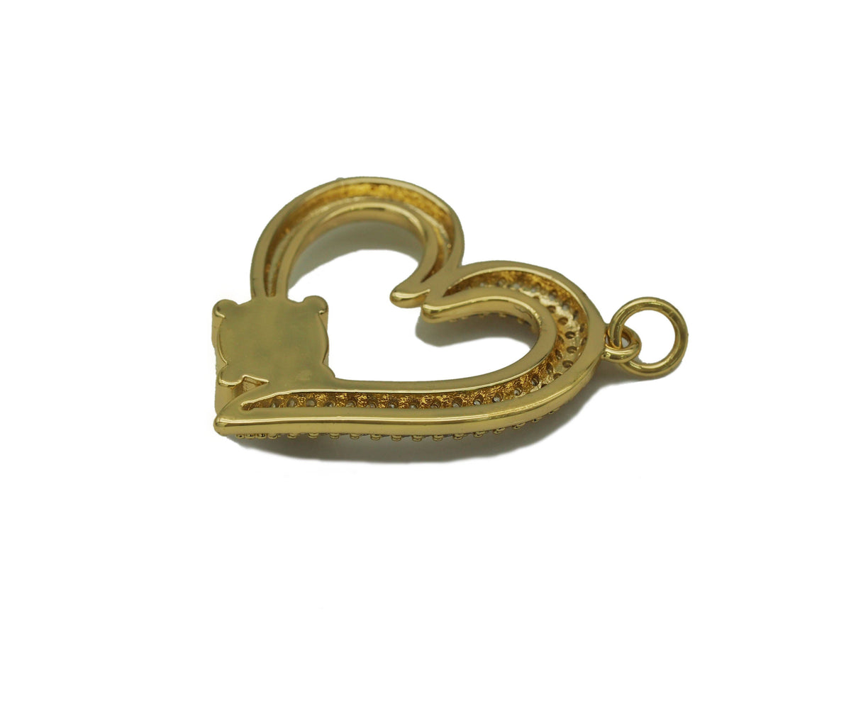 CZ MOP Evil Eye On Heart Charm, Sku#L668