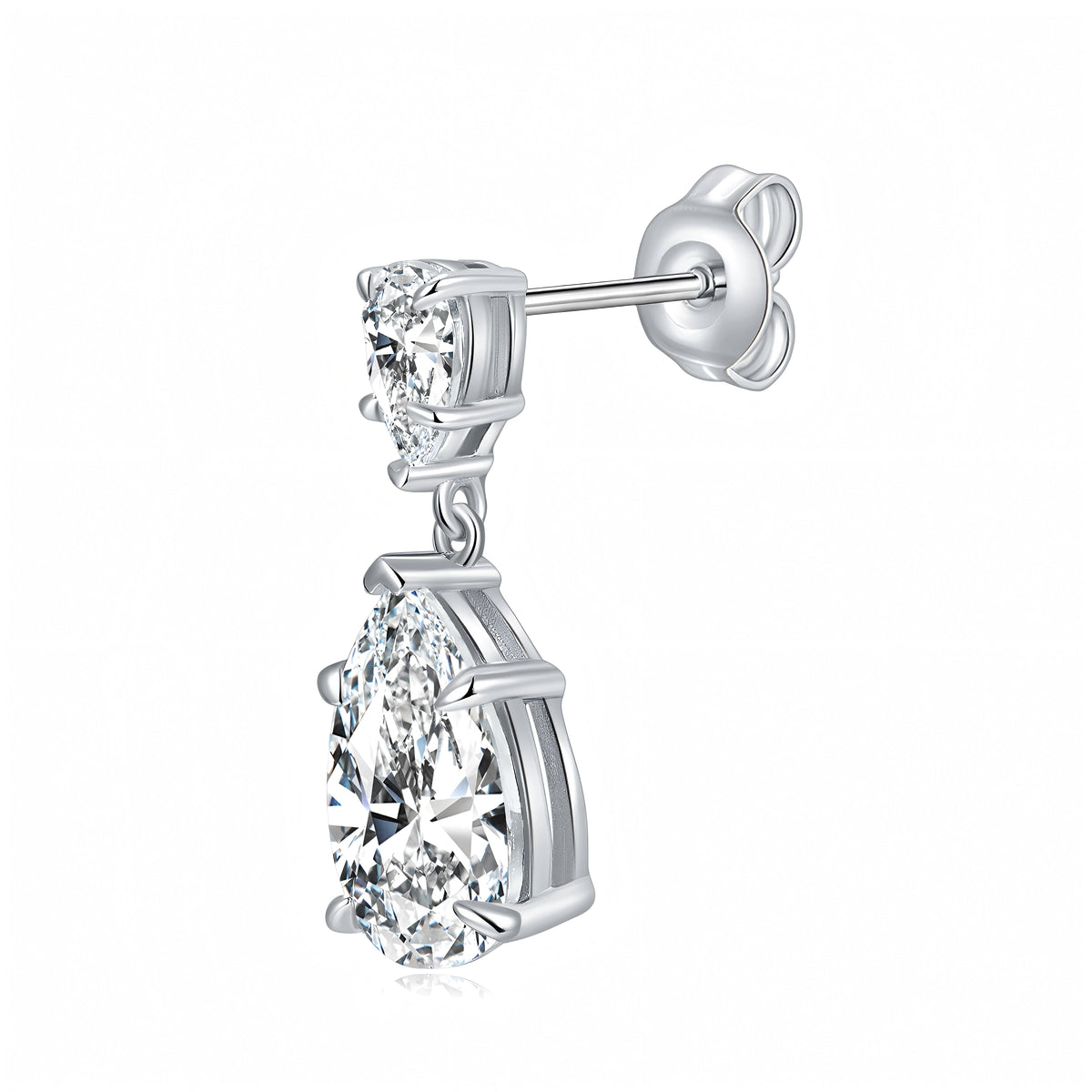 S925 Sterling Silver Pear Cut Moissanite Dangle Earrings  7x11mm Teardrop Double Stone Drop Earrings With GRA Platinum Plated Jewelry Gift Box Set