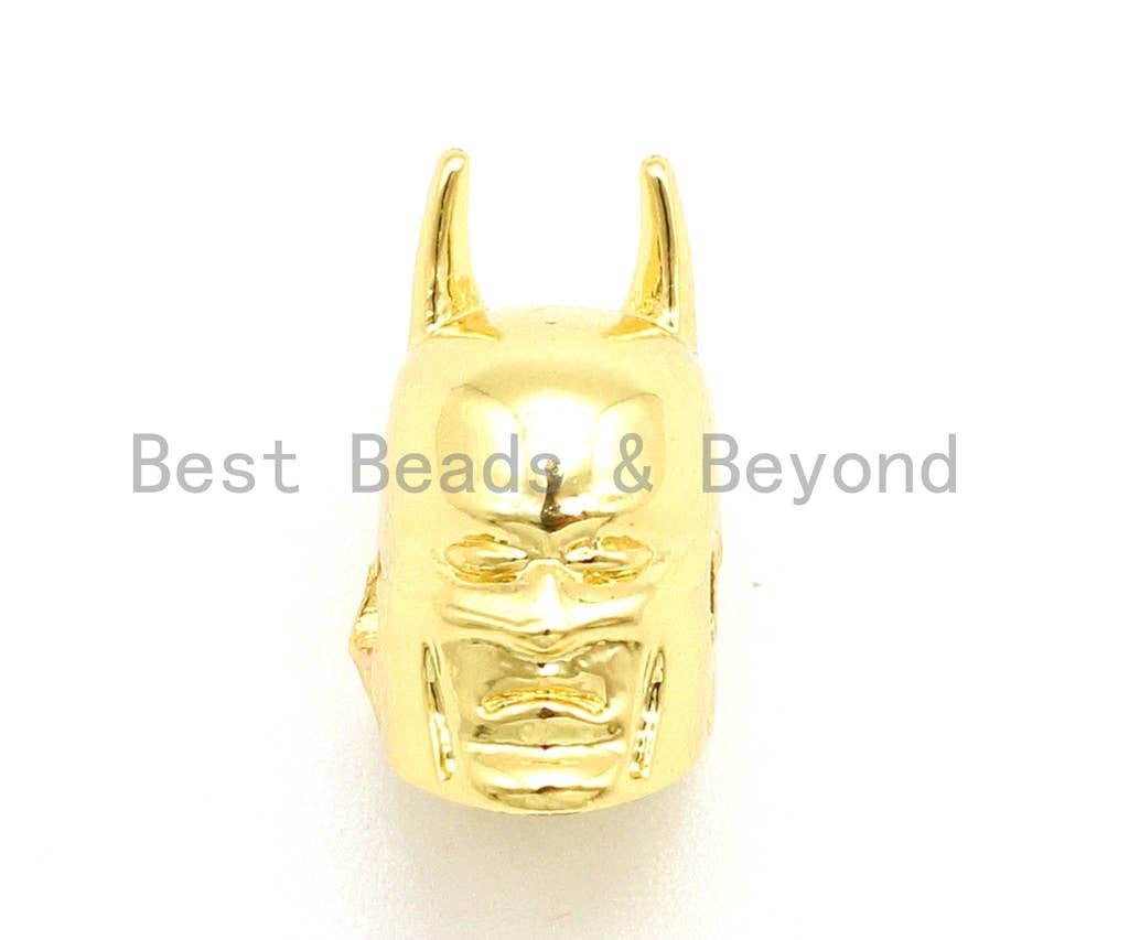 CZ Micro Pave Batman Superhero head Beads, Cubic Zirconia Space Beads, Men's Bracelet Charms, 12x8mm, sku#G139