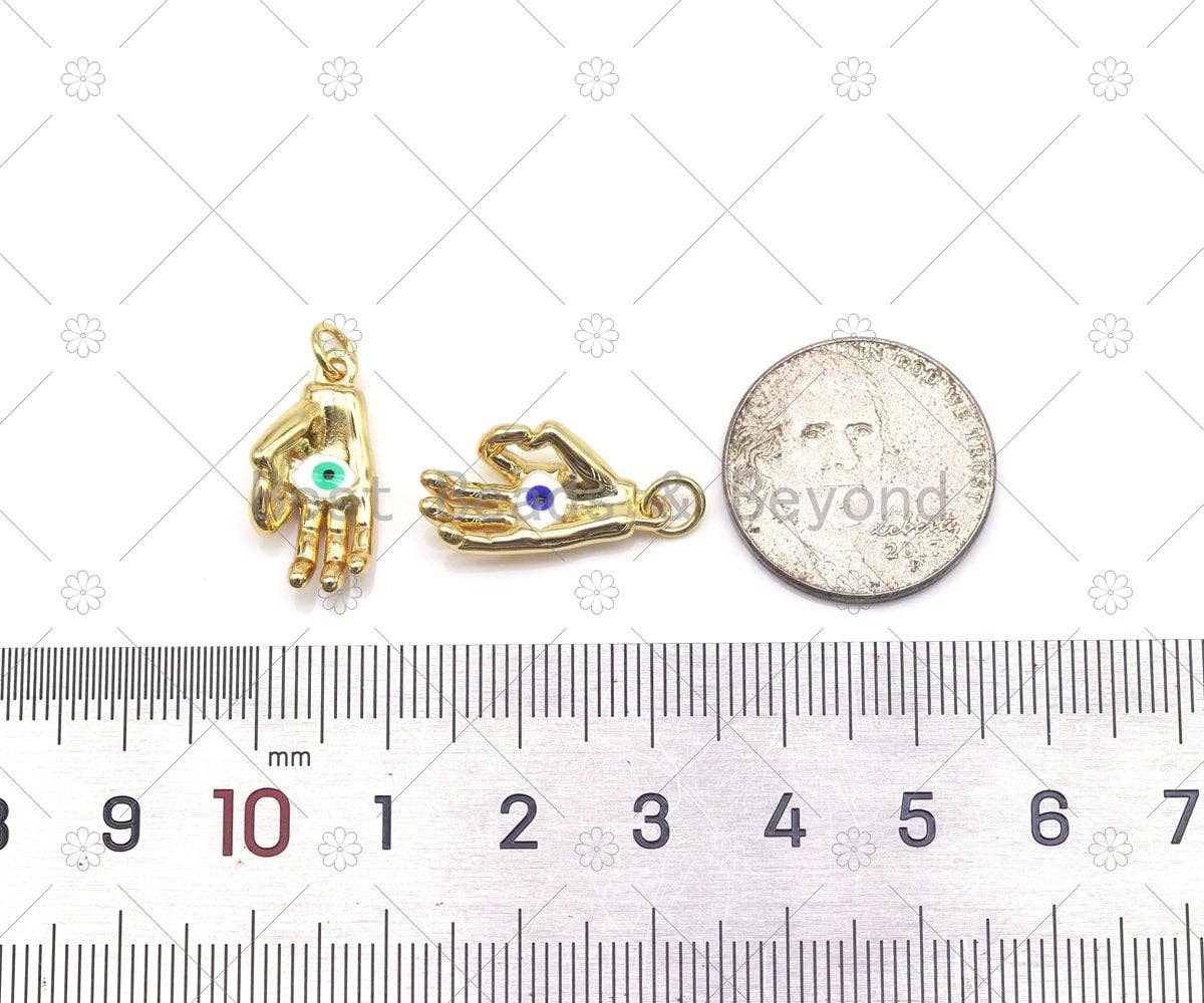 Enamel Colorful Evil Eye On Hand Shape Pendant, SKU#Y550
