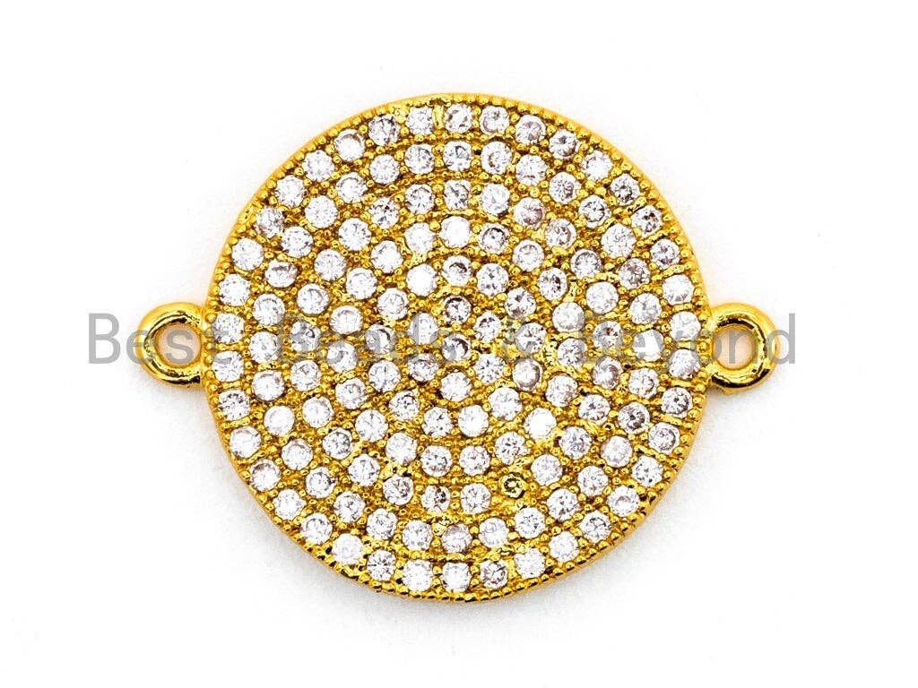CZ Micro Pave Clear Round Disc Connector, SKU#A84