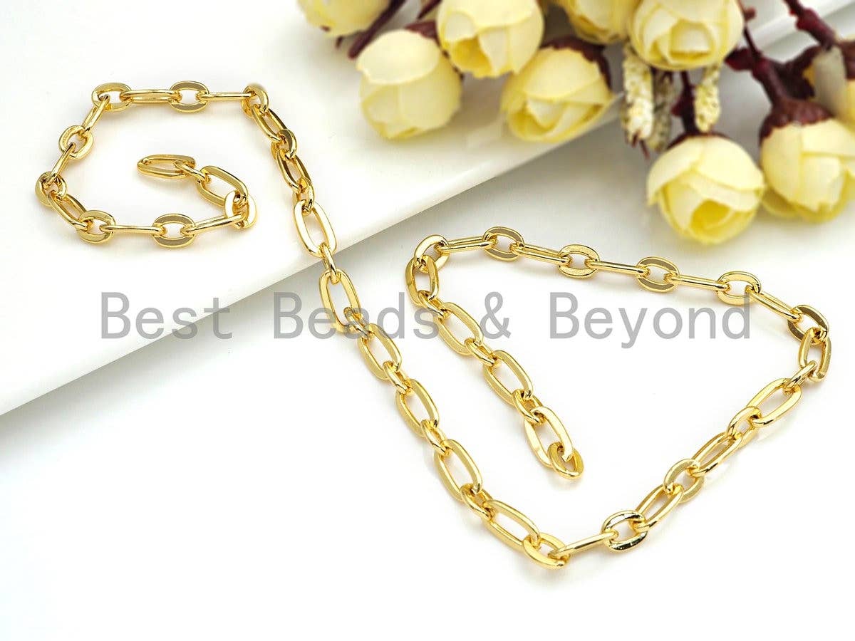 7x13mm Chain by Yard - Oval Link Chain for Necklace, Paper Clip Chain for Necklace Bracelet Anklet, sku# E516