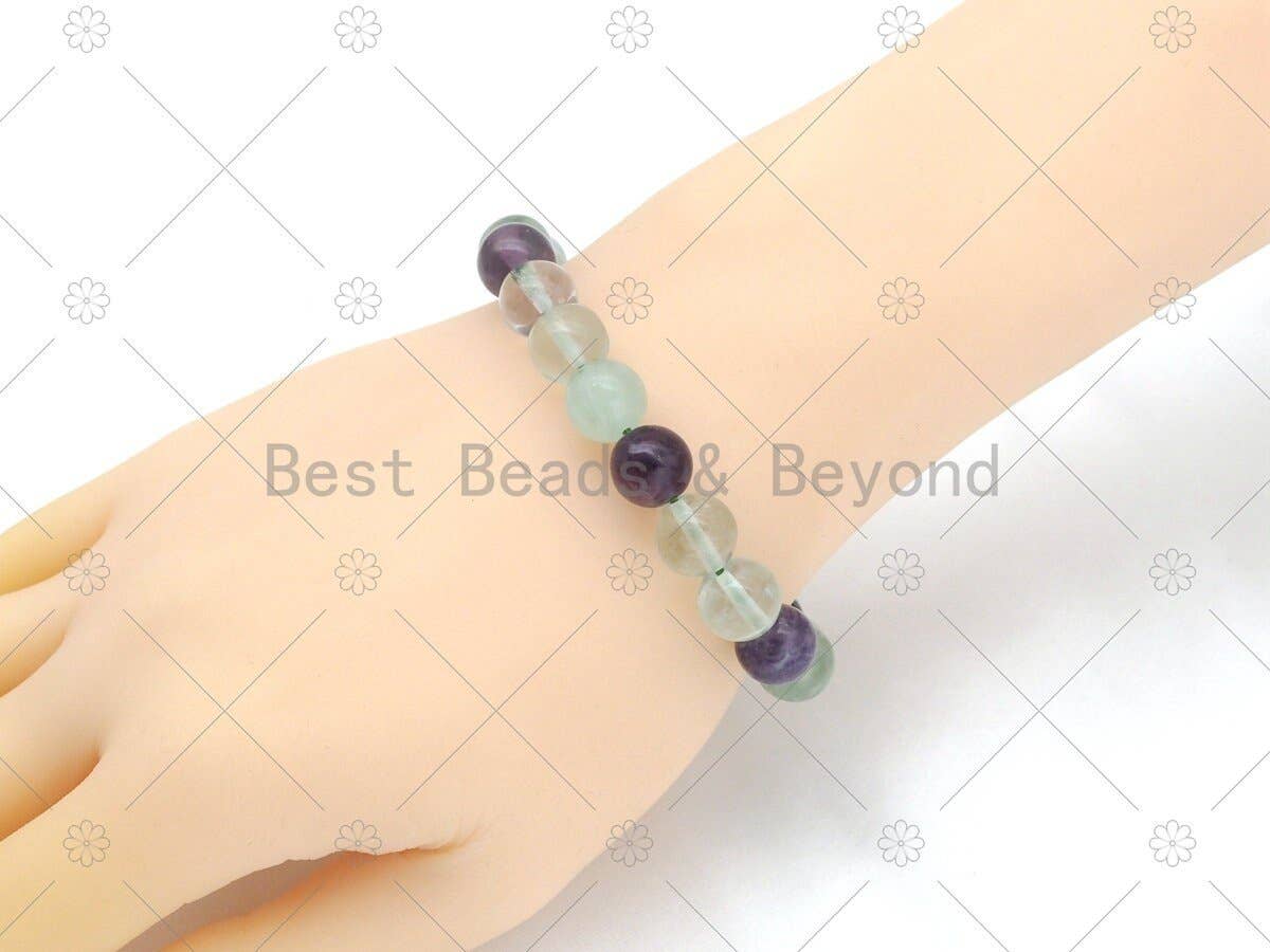 Natural Purple Green Fluorite Stretchy Bracelet