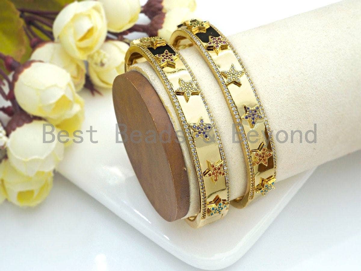 Micro Pave Star Bangle Bracelet, Sku#X156