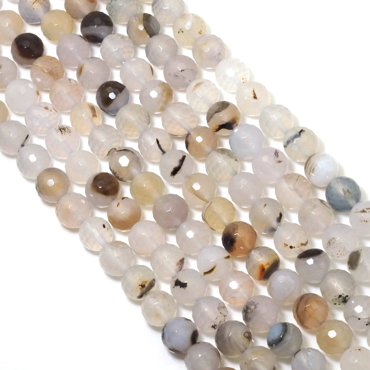 Genuine Flower Agate Round Faceted Beads, 6mm/8mm/10mm/12mm, Sku#U1582