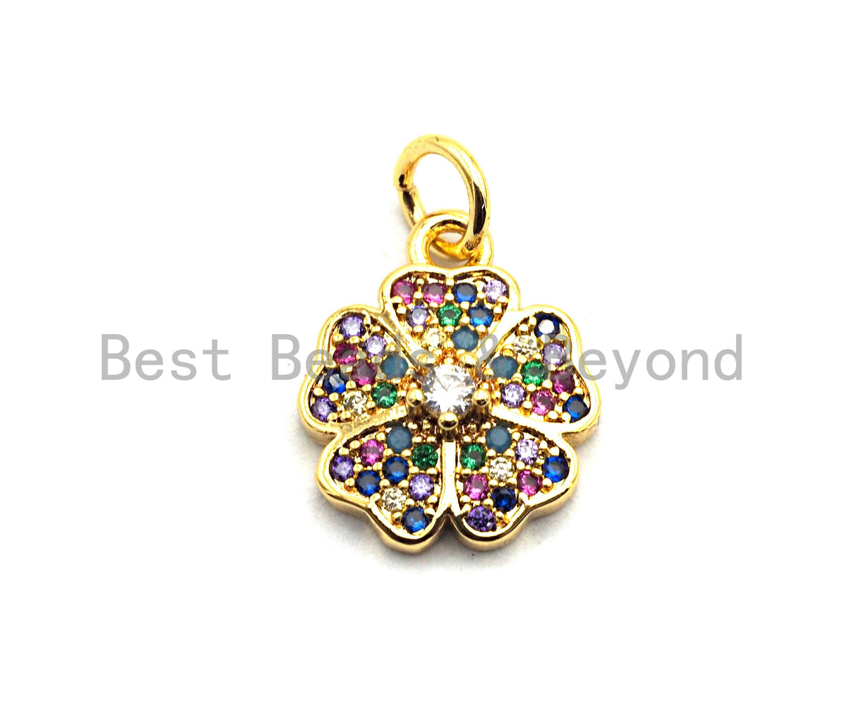 CZ Colorful Micro Pave Peace Sign Pendant, Cubic Zirconia Pave Pendant, Gold plated, 11x13mm, Sku#F822