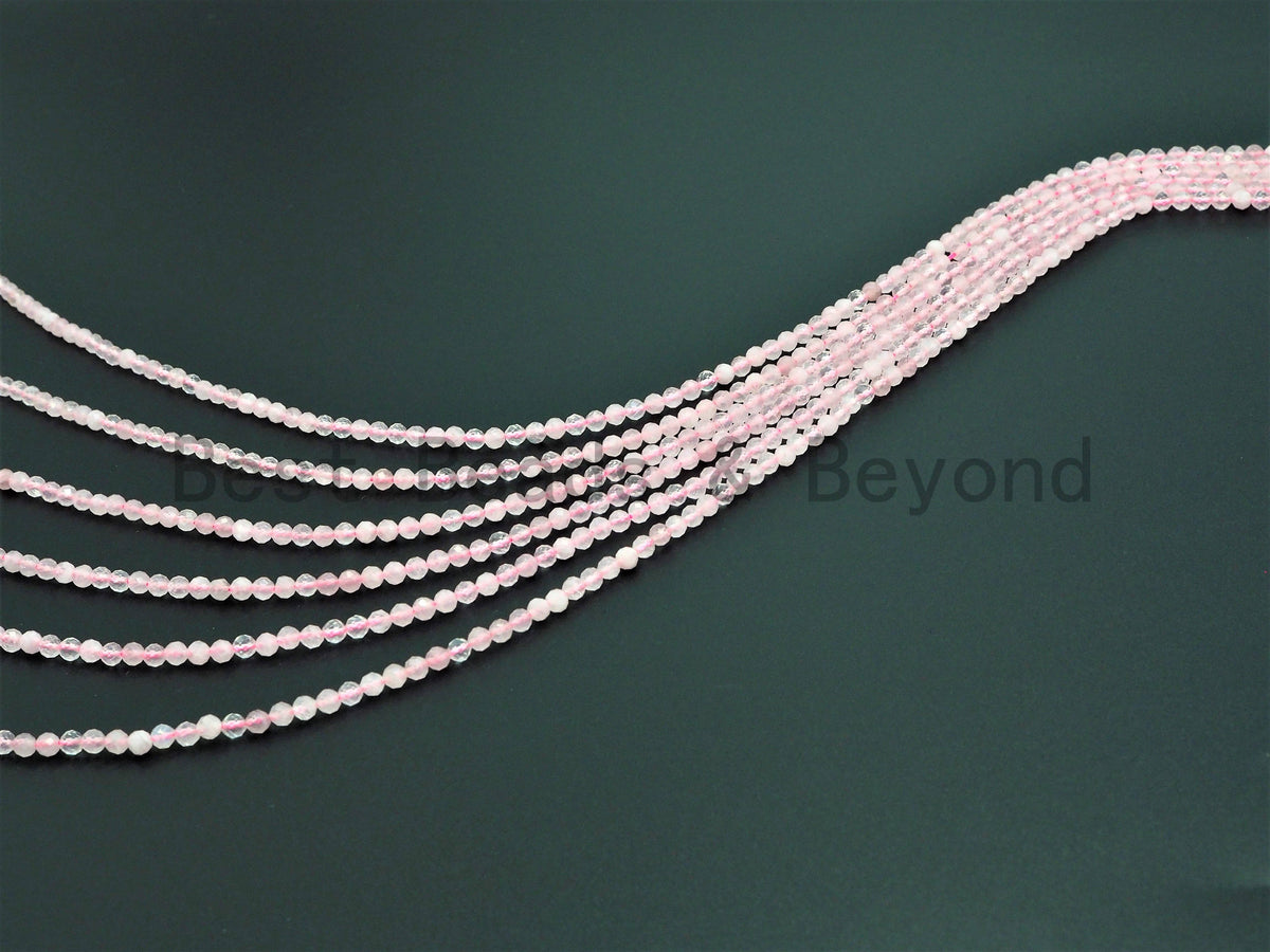 High Quality Natural Faceted Round Rose Quartz beads, 2mm/3mm/4mm Pink Gemstone beads, Sparkly Rose Quartz Beads, 15.5inch strand, SKU#U357