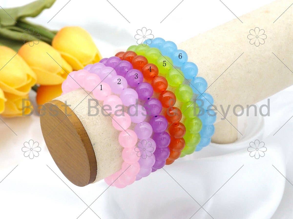 Natural Pink/Lilac/Purple/Orange/Lime/Blue Stretchy Bracelet