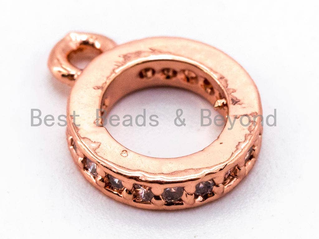 CZ Micro Pave Donut Ring 8mm Charm holder connector Beads, CZ pave Slider Link Beads, Large hole Spacer Beads with Jump Ring, sku#F334