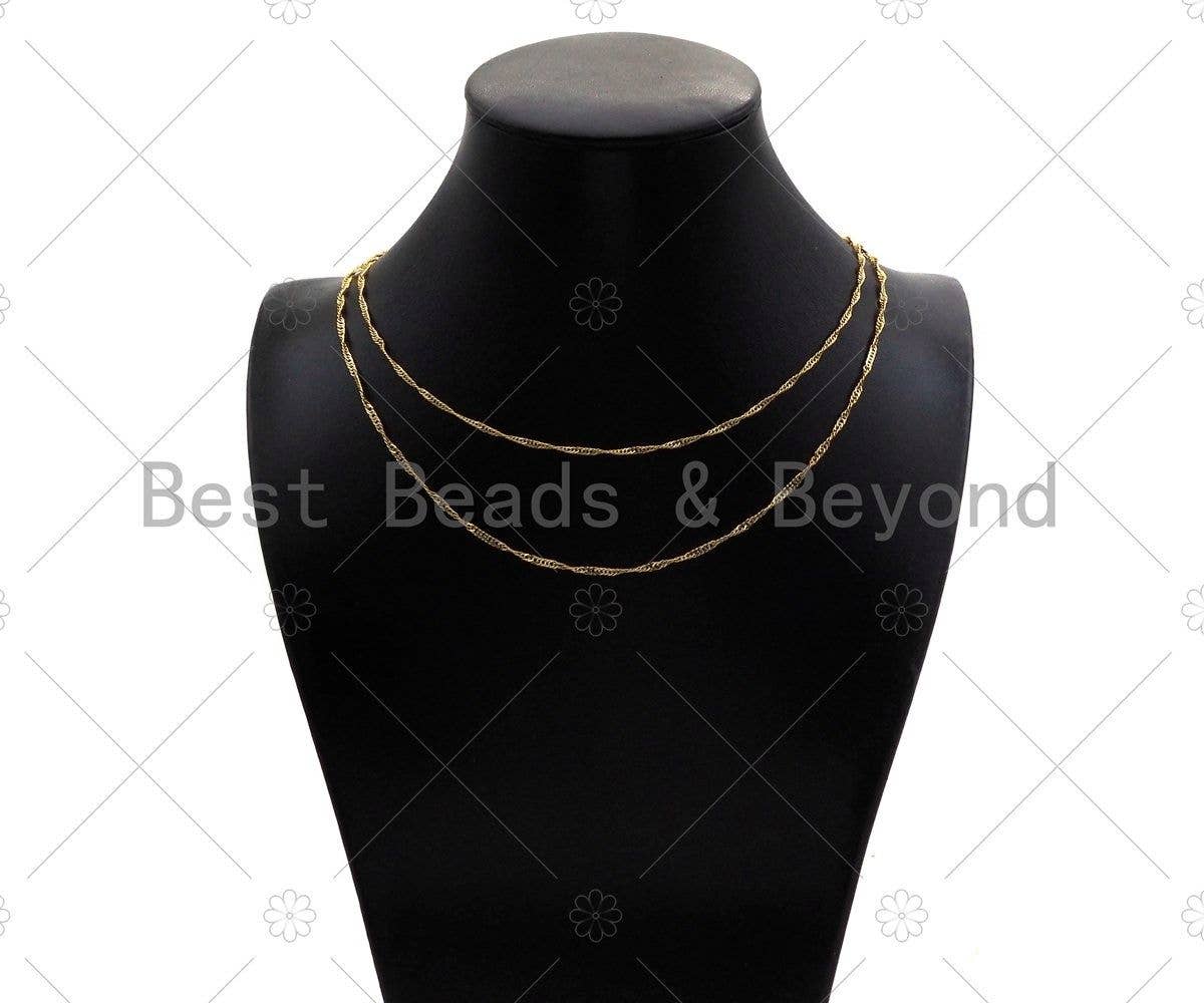 18K Gold Finished Gold Singapore Chain Necklace, sku#JD05