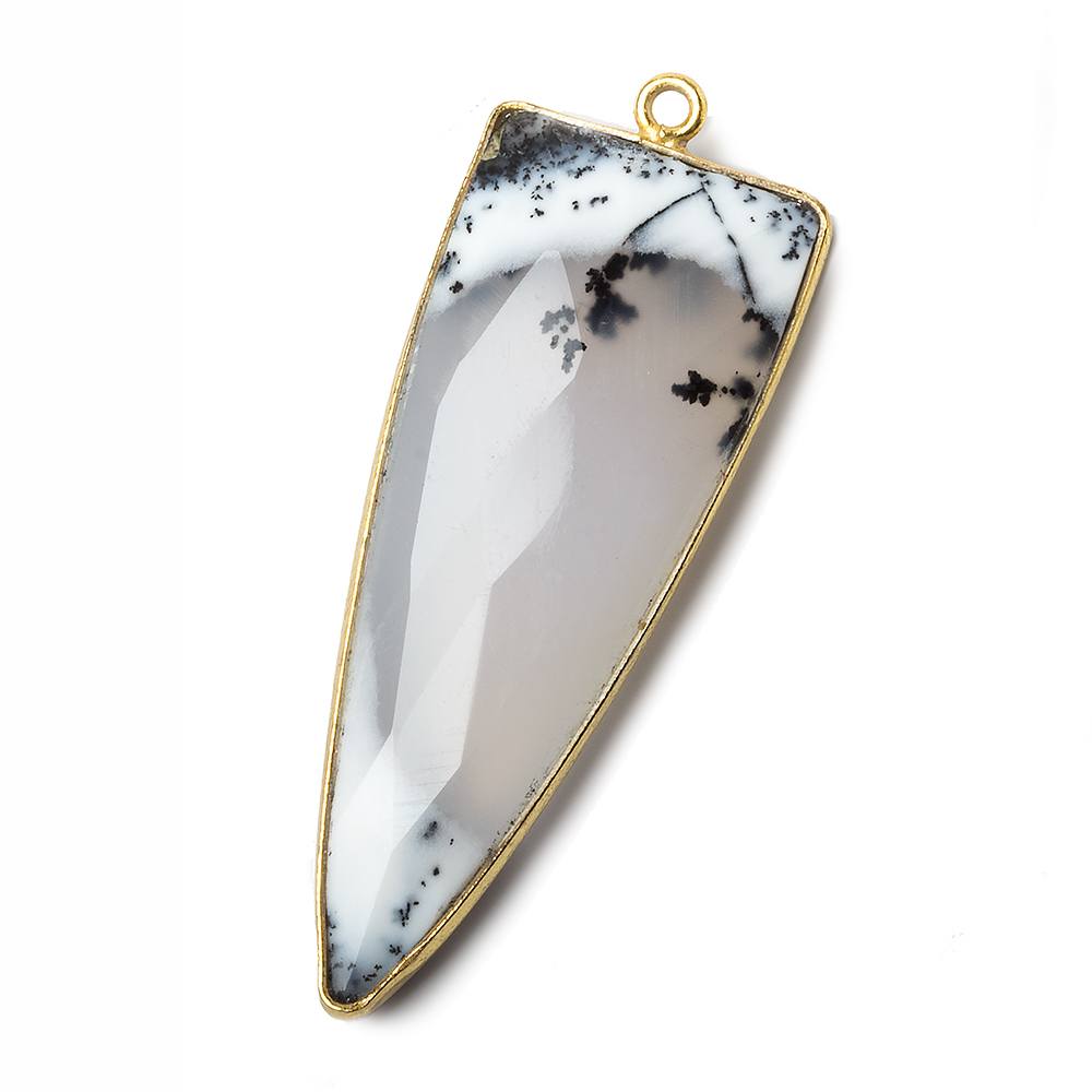 42x16mm Vermeil Bezel Dendritic Opal faceted point 1 focal bead