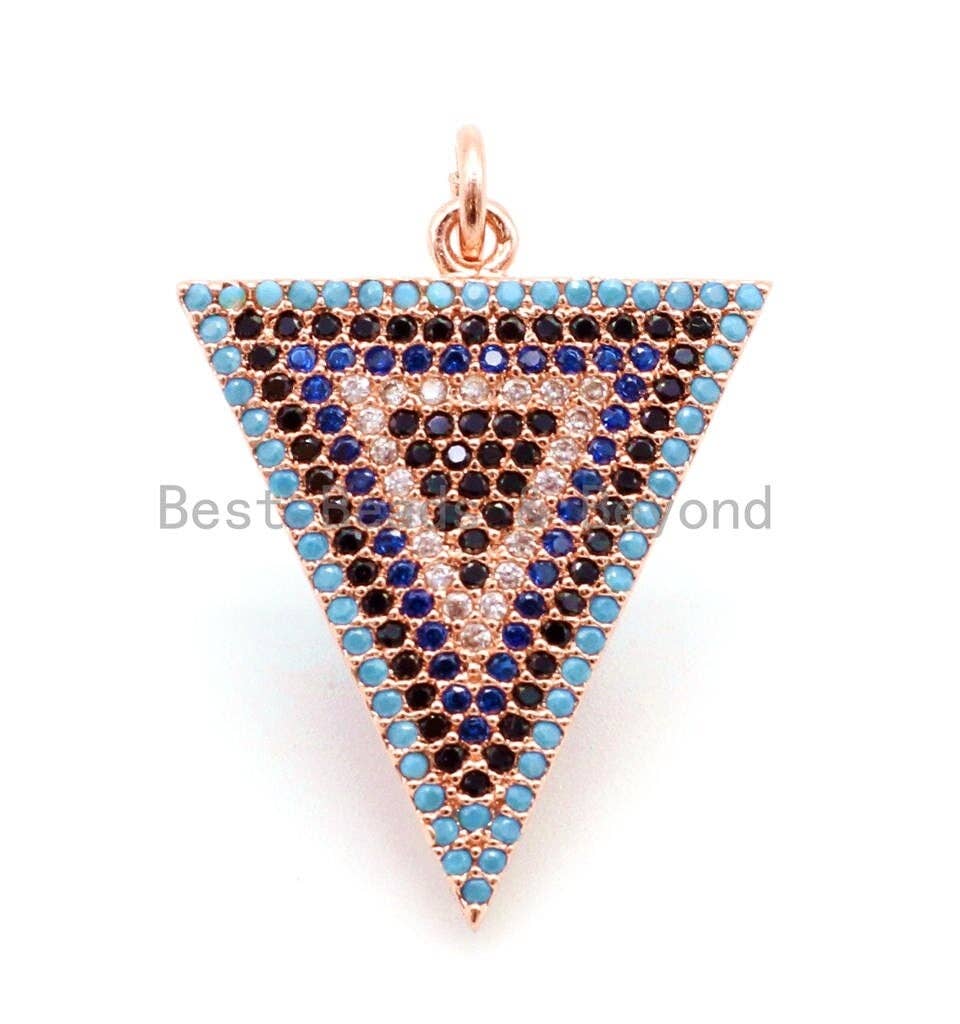 CZ Micro Pave Triangle Pendant/Charm, Bracelet Necklace Cubic Zirconia Pendant Charm, sku#F26