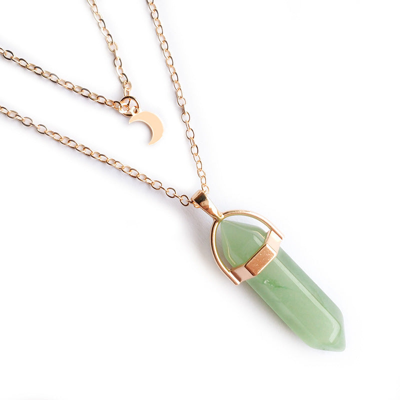 Fashion Simple Jewelry Moon Hexagon Prism Necklaces