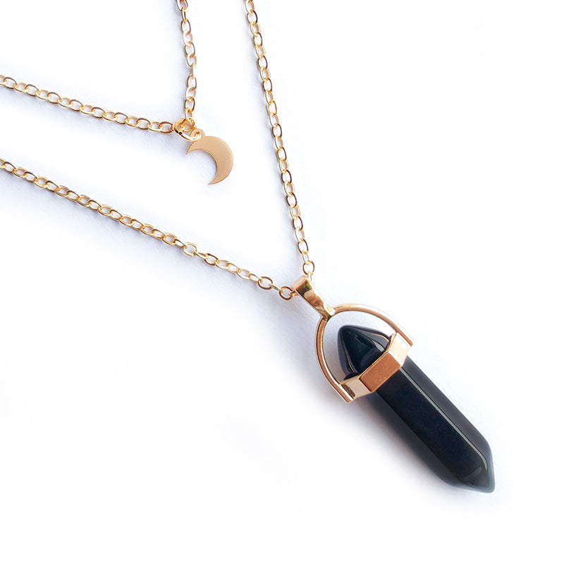 Fashion Simple Jewelry Moon Hexagon Prism Necklaces