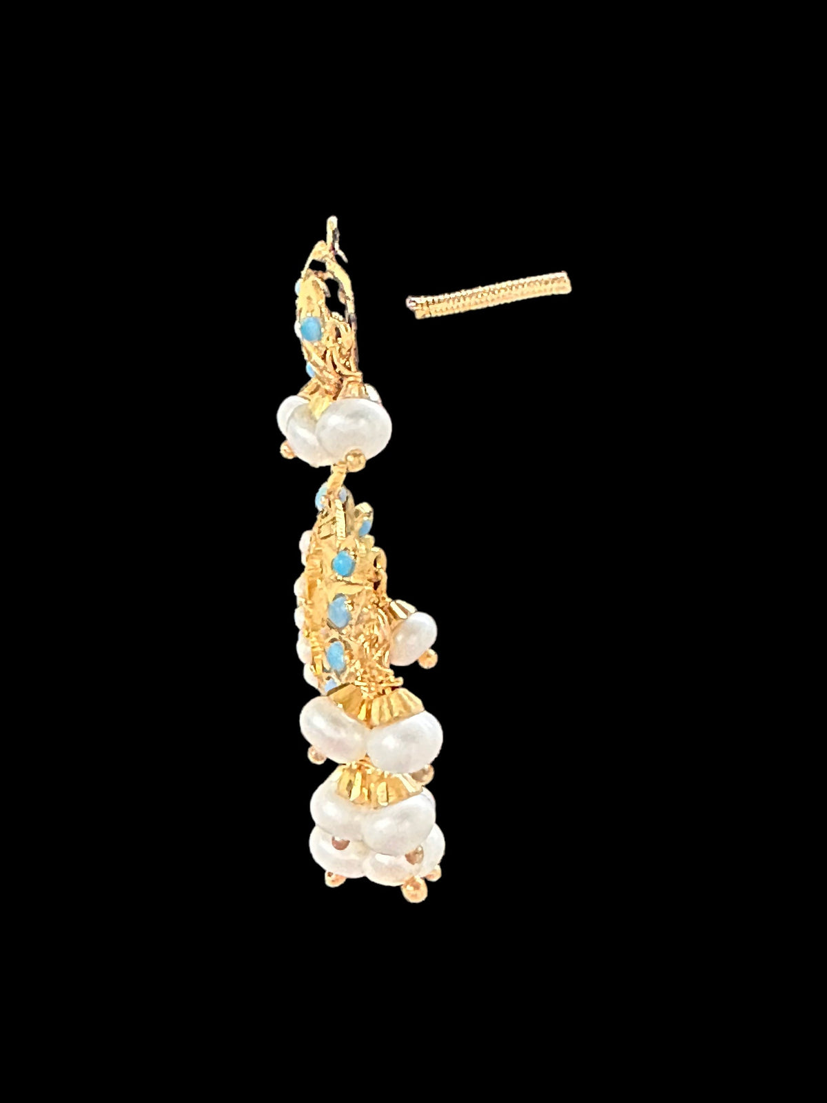Turquoise pearl gold plated silver earrings with fresh water pearls ( SHIPS IN 5 WEEKS )