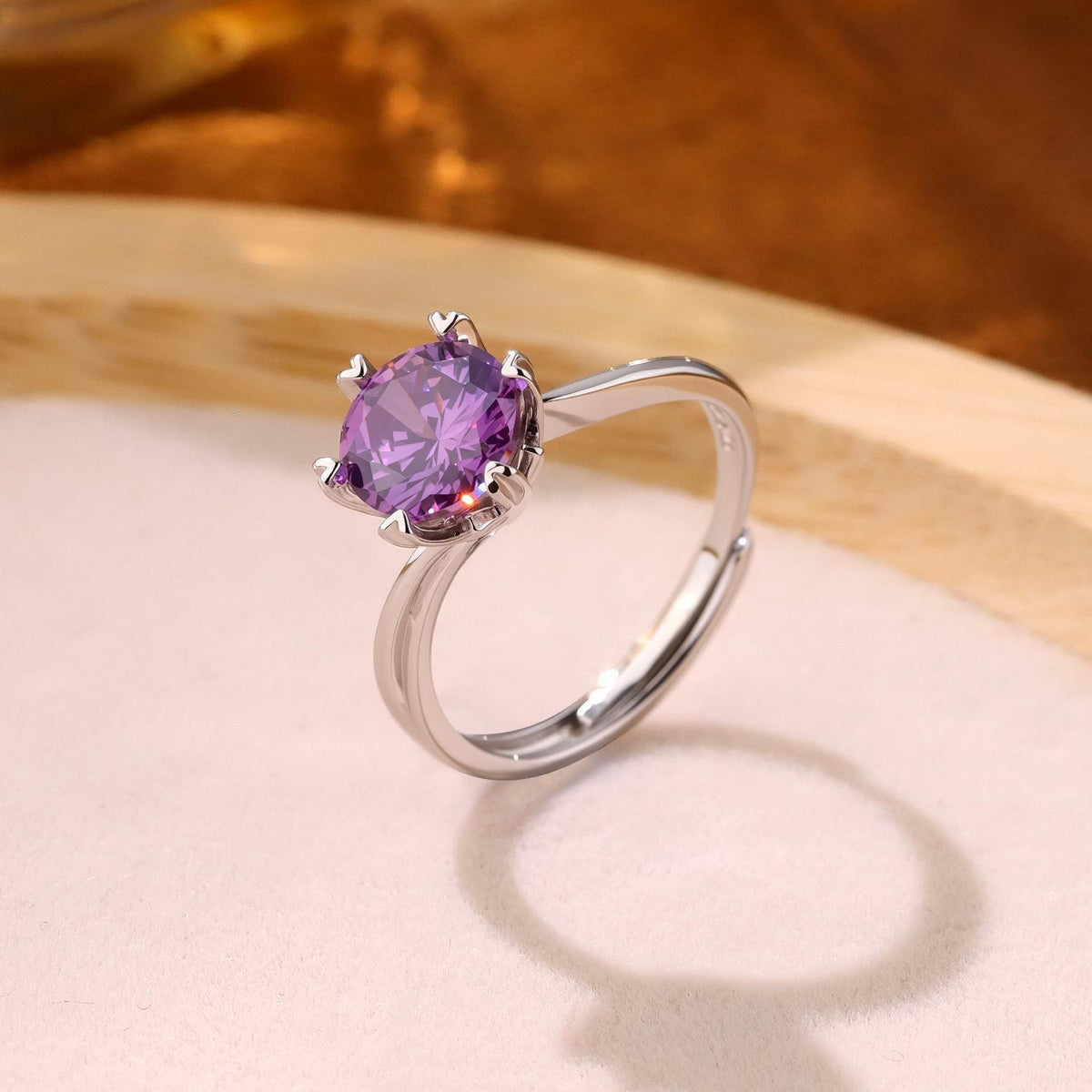 Simple And Versatile 2-Carat Designer Elegant Twisted-Style Six-Prong Ring For Women