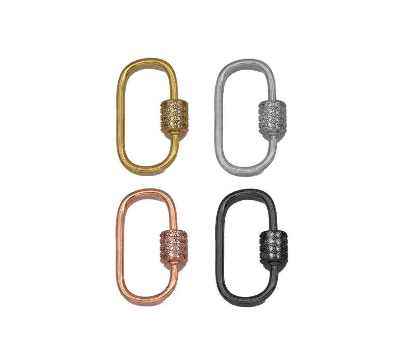 Gold CZ Oval Clasp, Sku#ML55