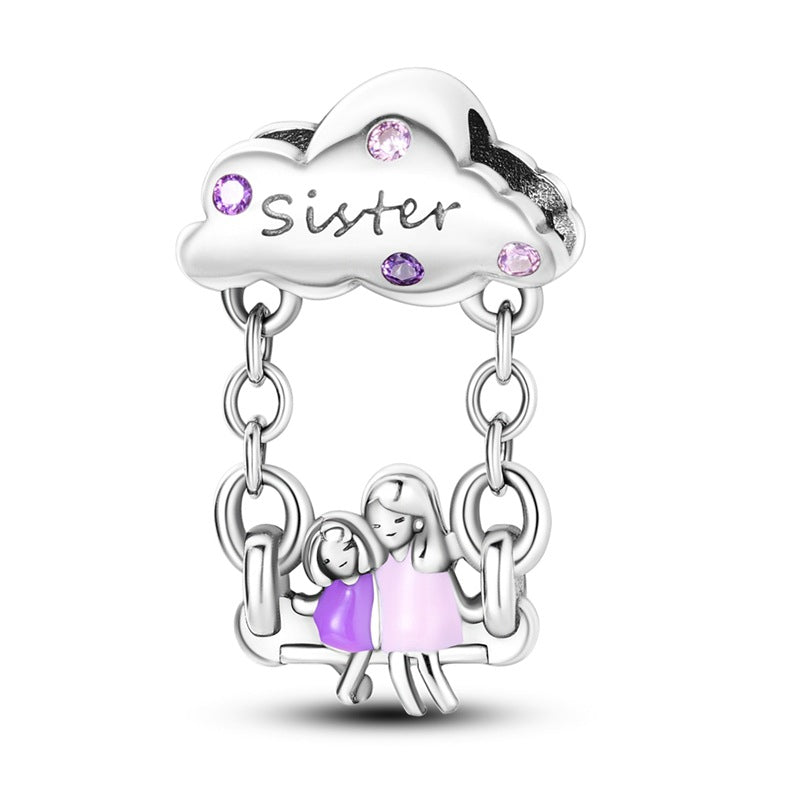 Sisterhood Friendship PendantSilverplated Beaded Heart Bestie Gift