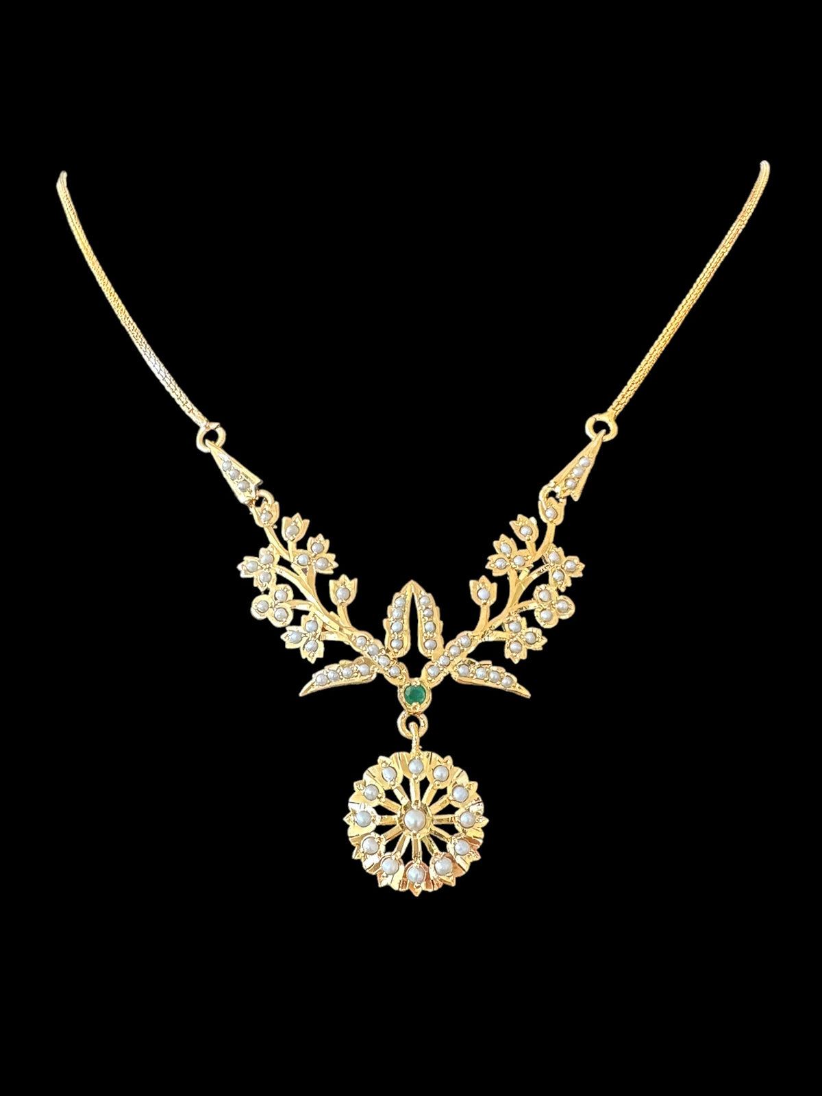 Gold plated silver necklace earrings set in fresh water pearls ( SHIPS IN 5 WEEKS )