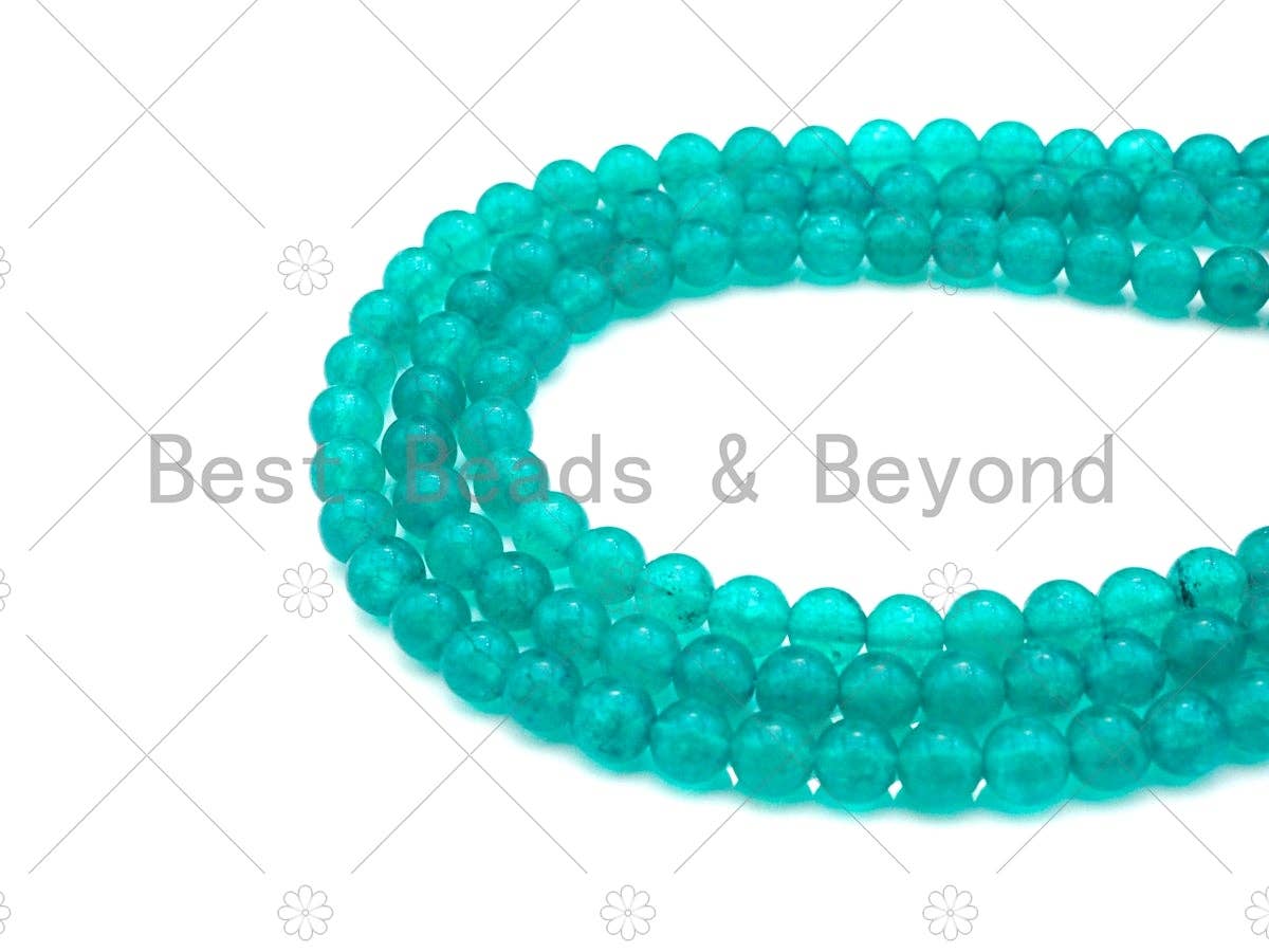 Natrual Amazonite Jade, 6mm/8mm/10mm Round Smooth Jade, Dyed Jade, 15.5'' Full Strand, Sku#U995