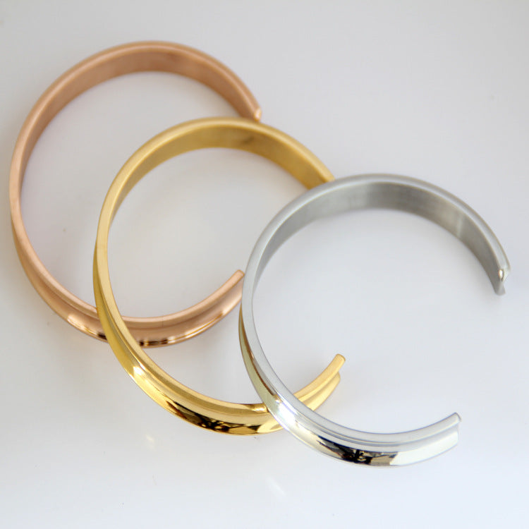 Trendy Stainless Steel Saddle Creative Groove Opening Shaped Bracelet