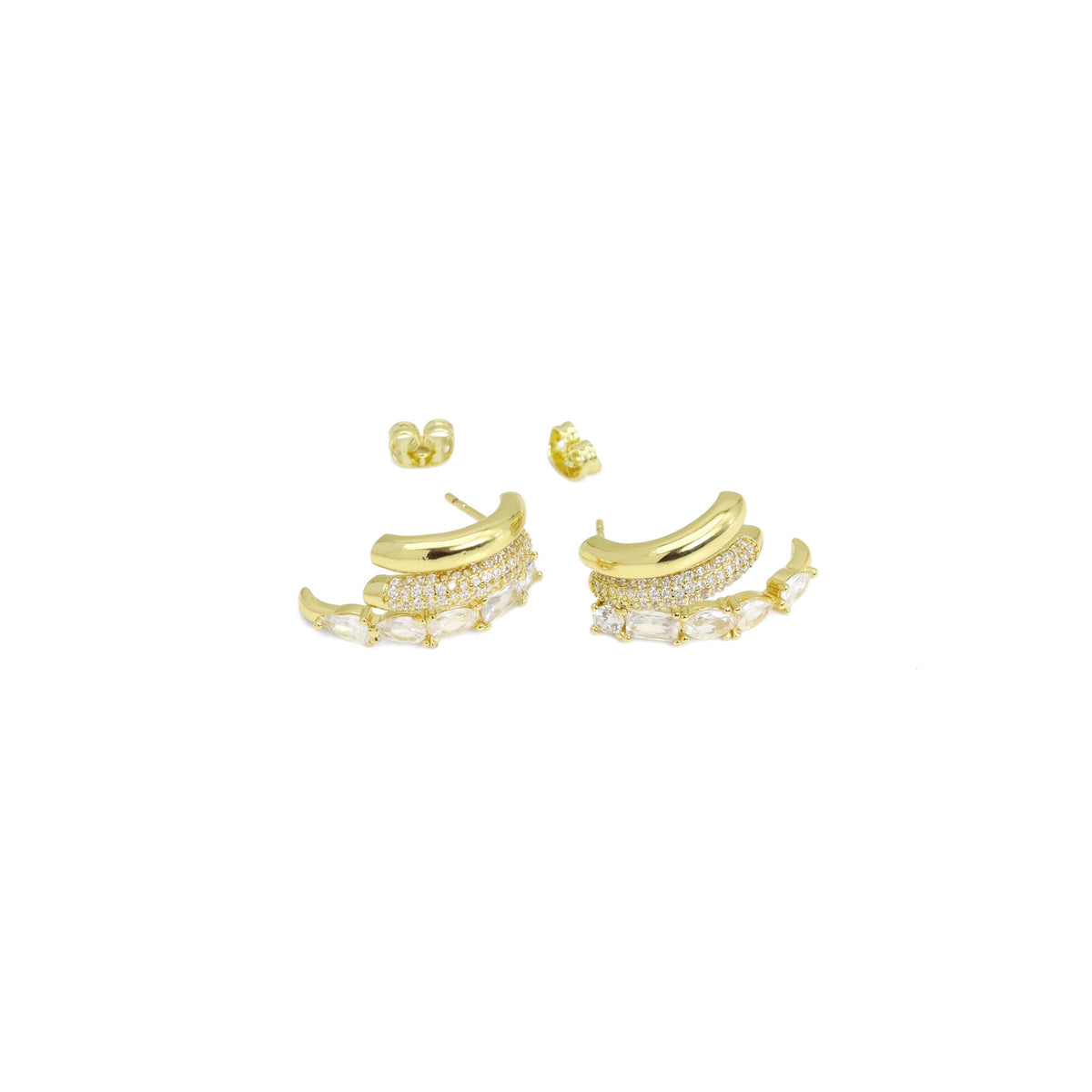 CZ thriple lines with rectangle cz Statement Earrings, Sku#A213