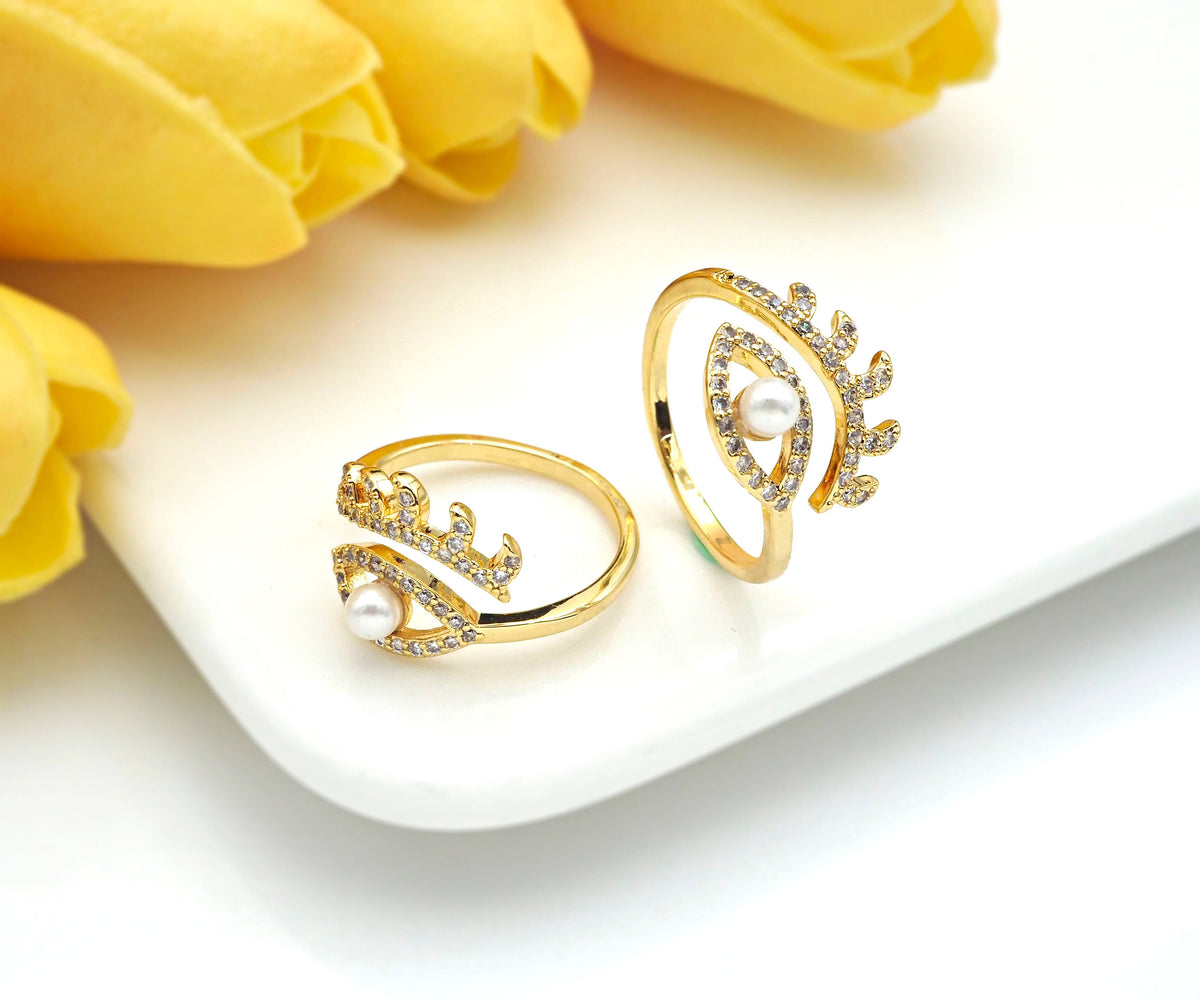 Eye with Pearl Long Eyelash Ring, LD80