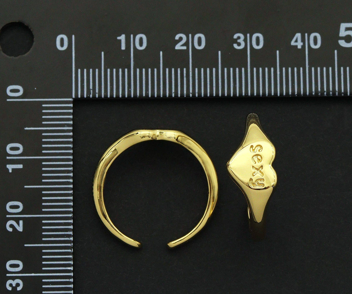 Gold Sexy Word on Heart Shape Open Ring, Sku#O101