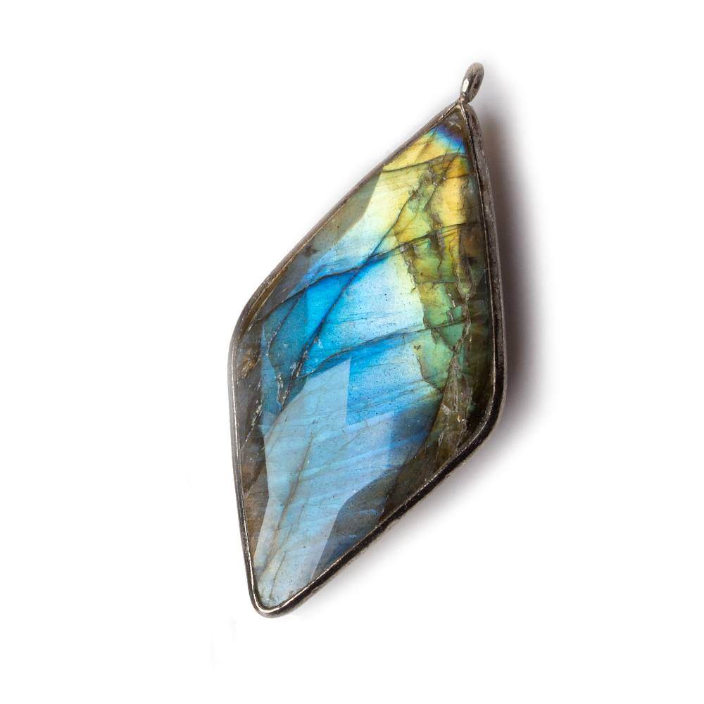 45x24mm Black Gold .925 Bezel Labradorite faceted Kite Pendant 1 piece