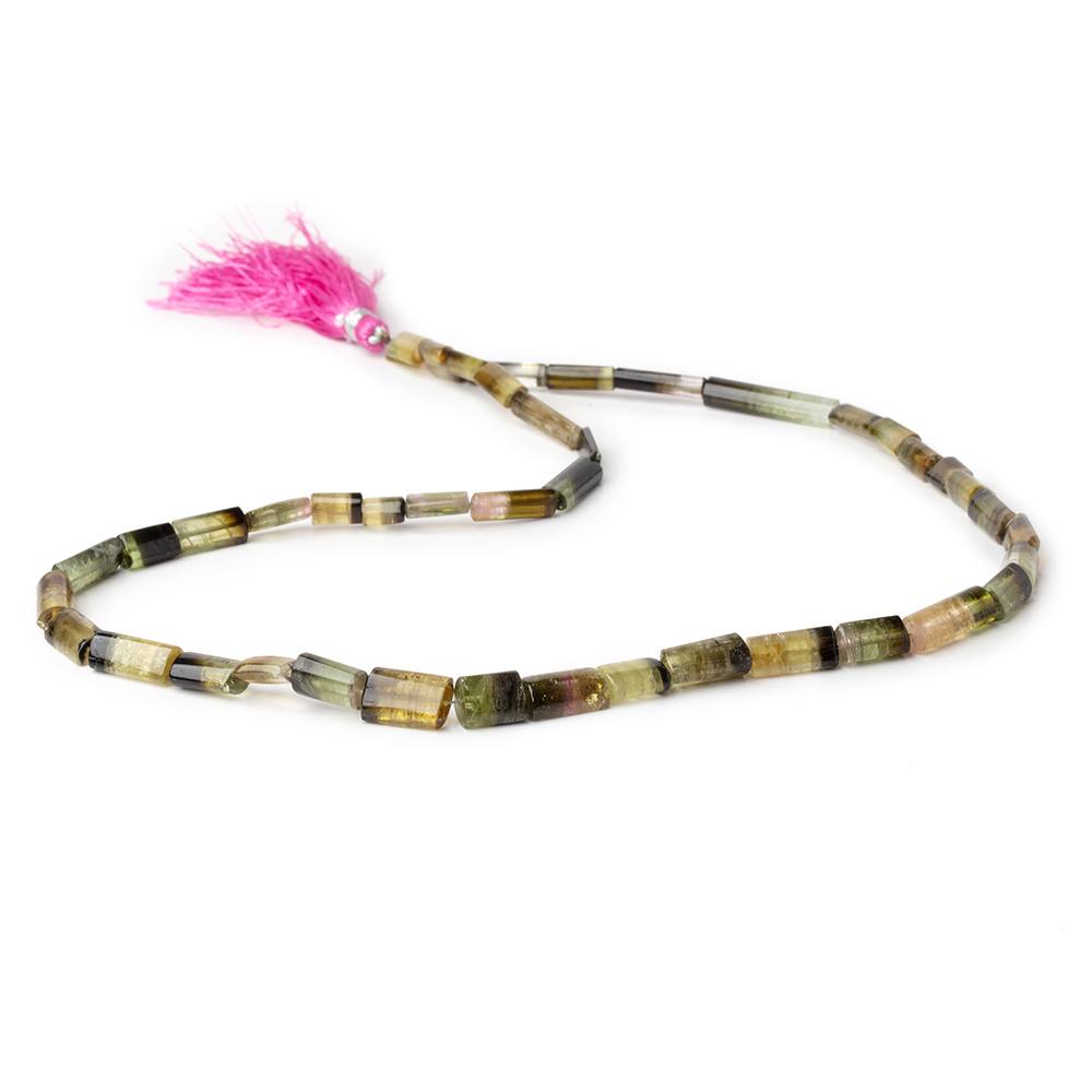 4.5x4-14x5mm Polychromatic Tourmaline Natural Tubes 18 inch 44 Beads AA